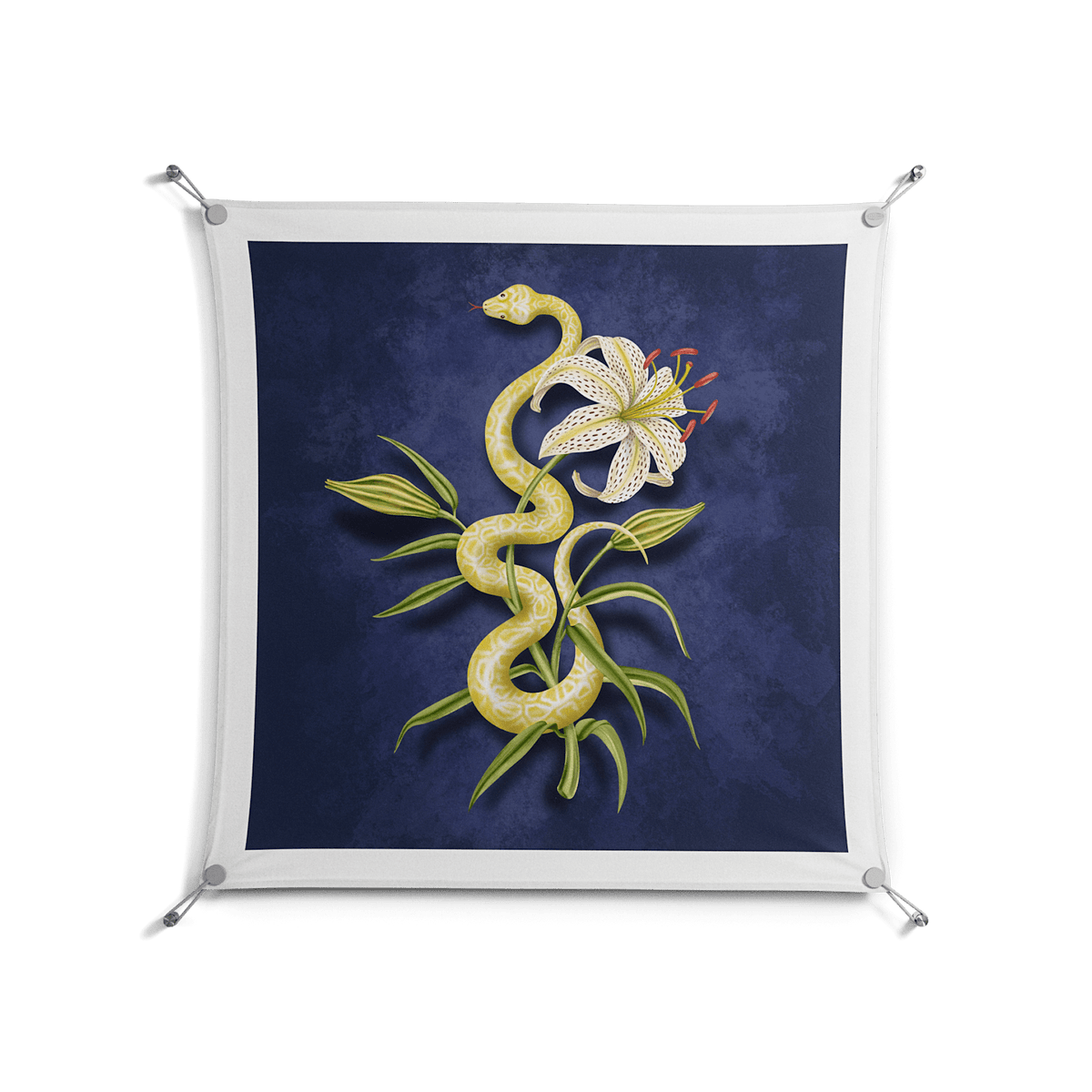Snake Tigerlily - Work On Wall - Amy Suther - Silver - 90 x 90 cm