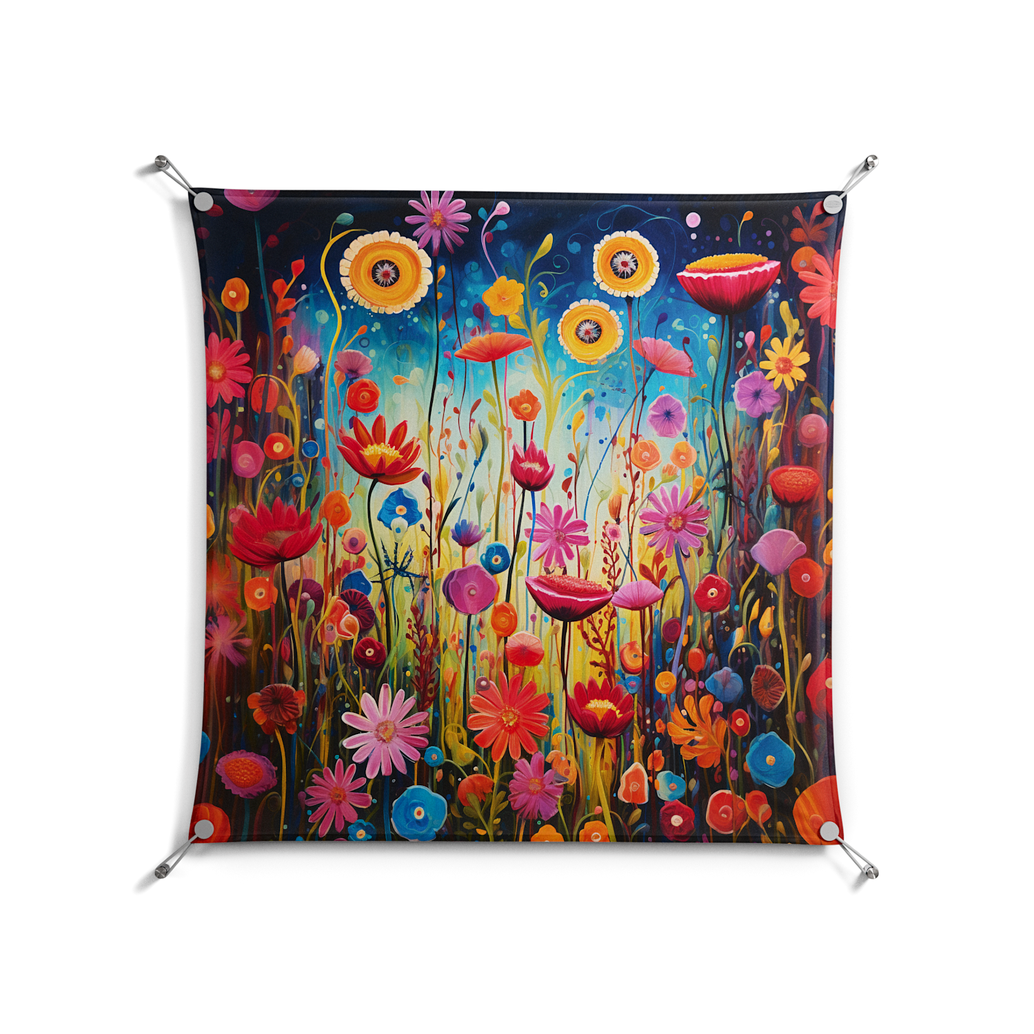 Greatful Meadow - Work On Wall - Nur Rydberg - Silver - 90 x 90 cm
