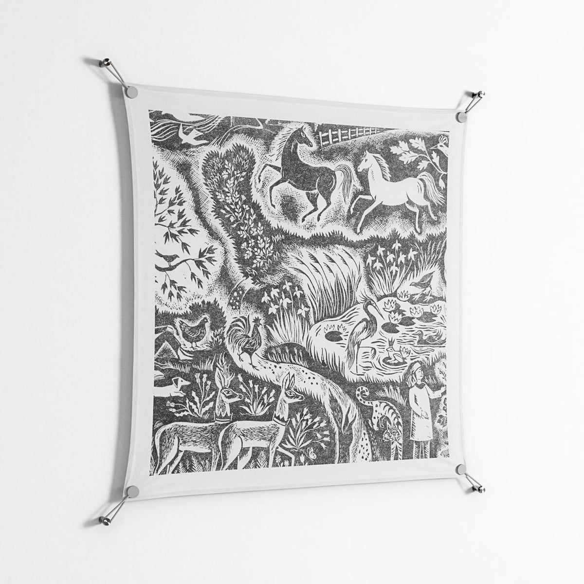 Flight Of Fancy 3 - Work On Wall - Diana Catchpole - Silver - 90 x 90 cm