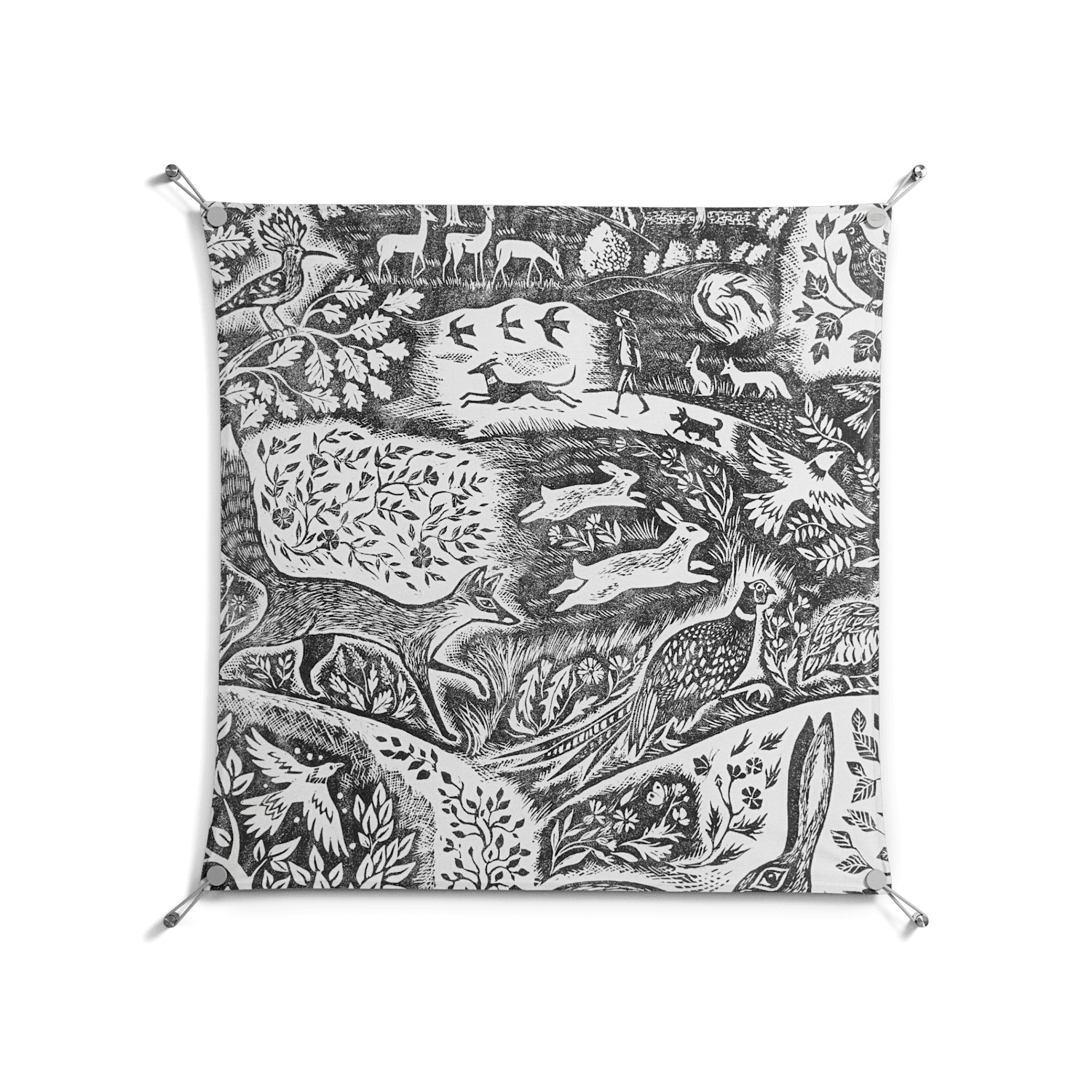 Flight Of Fancy - Work On Wall - Diana Catchpole - Silver - 90 x 90 cm