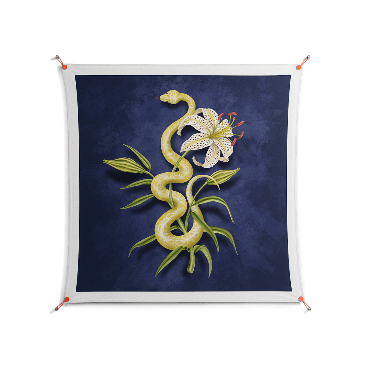 Snake Tigerlily - Work On Wall - Amy Suther - Orange - 140 x 140 cm