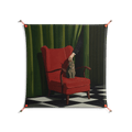 The Man Behind The Curtain - Work On Wall - Kristin Eriksson - Orange - 90 x 90 cm