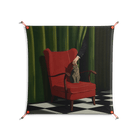 The Man Behind The Curtain - Work On Wall - Kristin Eriksson - Orange - 90 x 90 cm