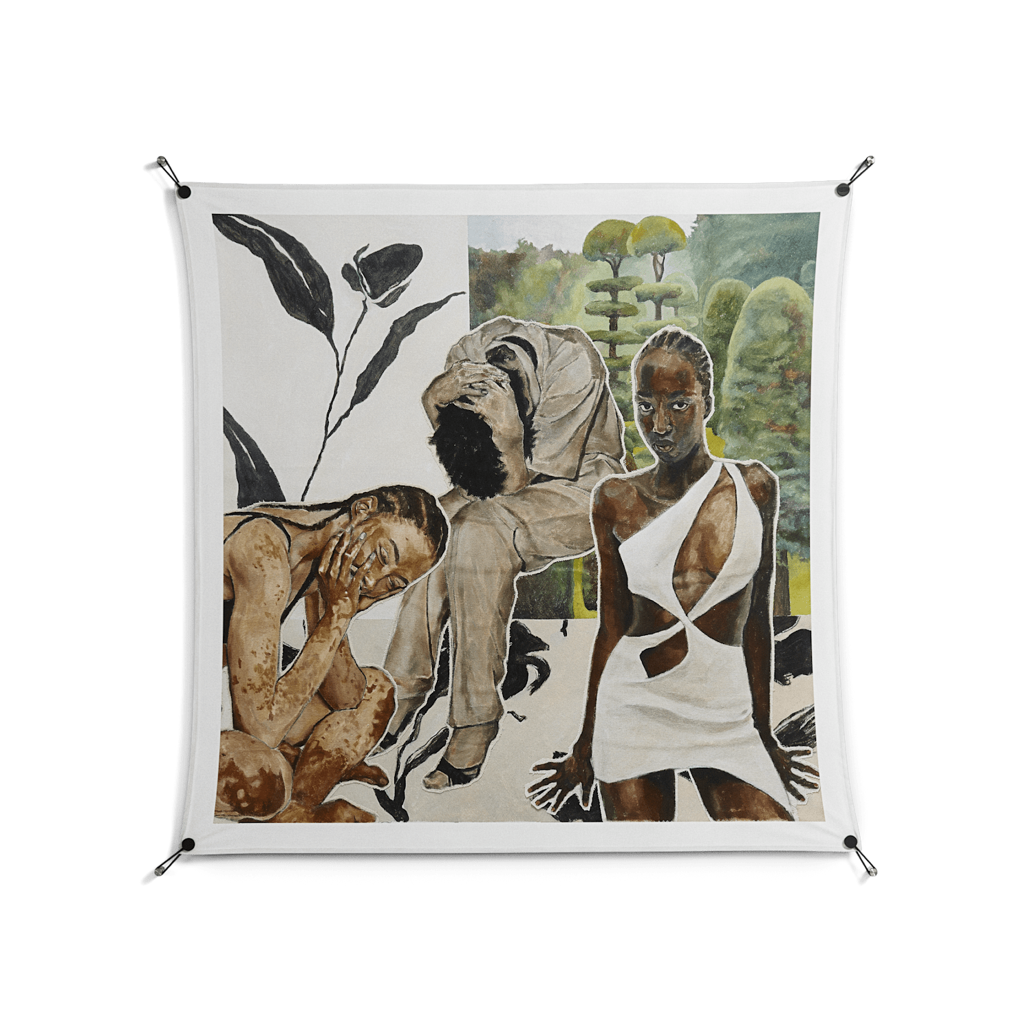 As The Rain Falls - Work On Wall - Sophie Goudman - Black - 140 x 140 cm