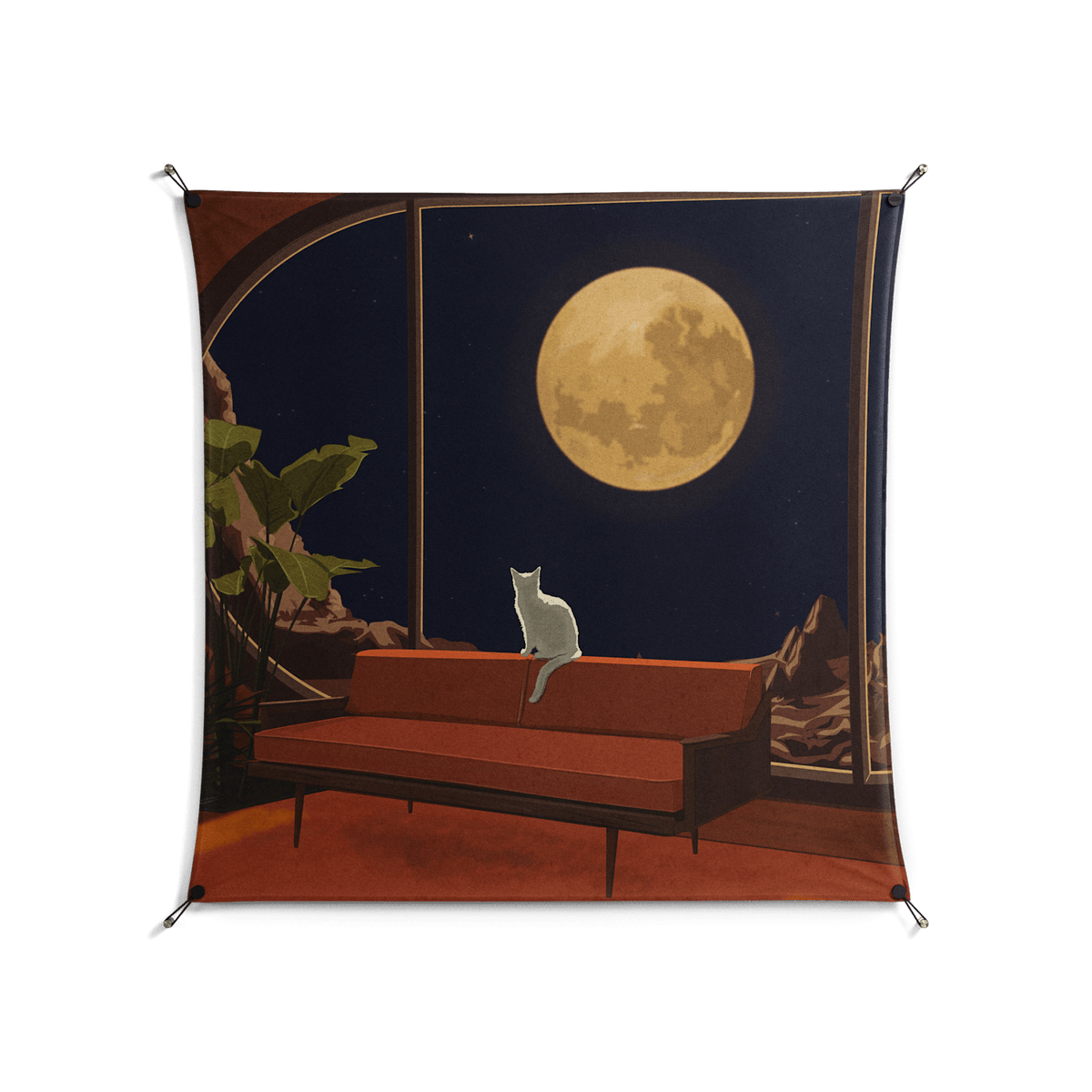 Kitty With A View - Work On Wall - Kristin Eriksson - Black - 140 x 140 cm