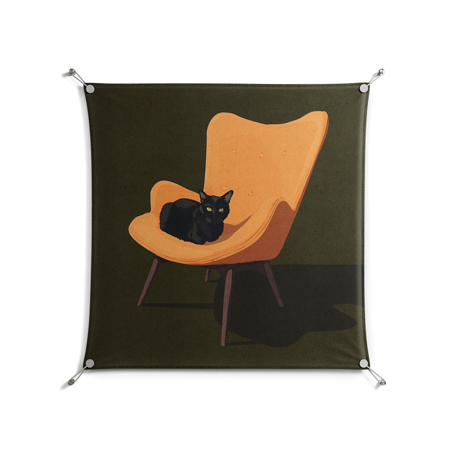 Cat in Chair A - Work On Wall - Kristin Eriksson - Silver - 90 x 90 cm