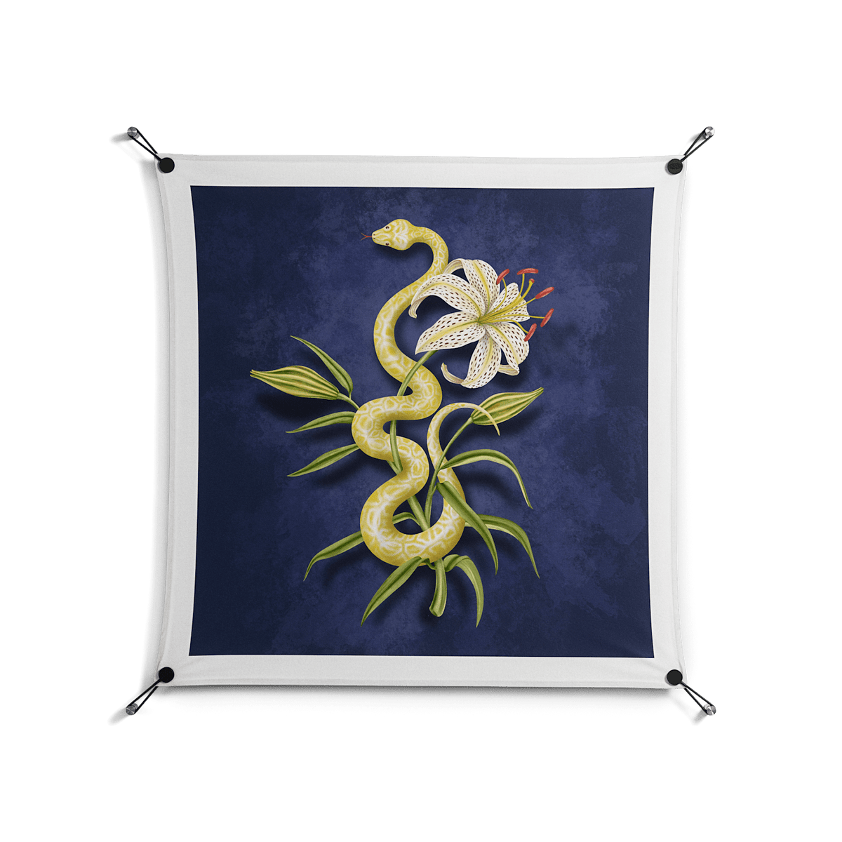 Snake Tigerlily - Work On Wall - Amy Suther - Black - 90 x 90 cm