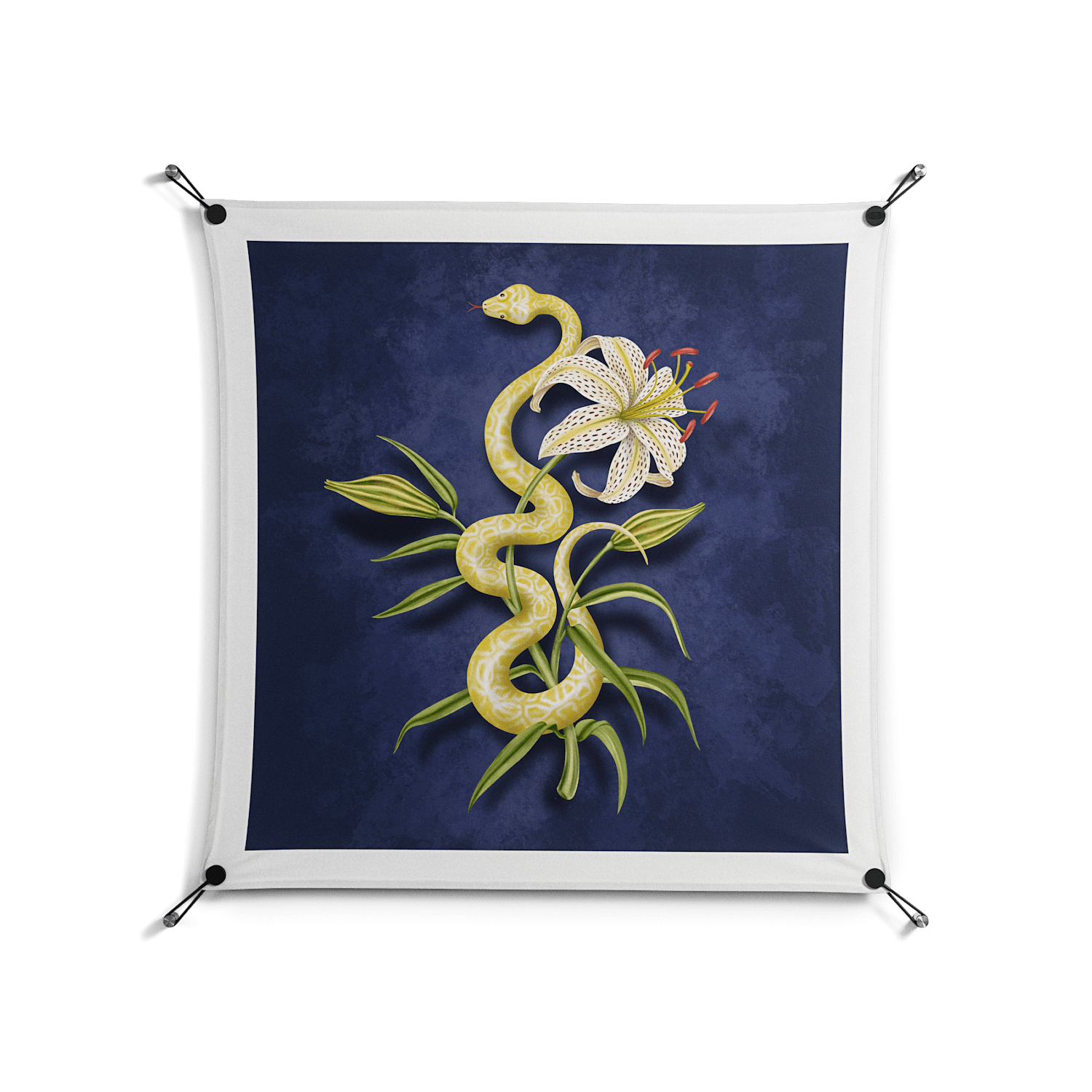 Snake Tigerlily - Work On Wall - Amy Suther - Black - 90 x 90 cm