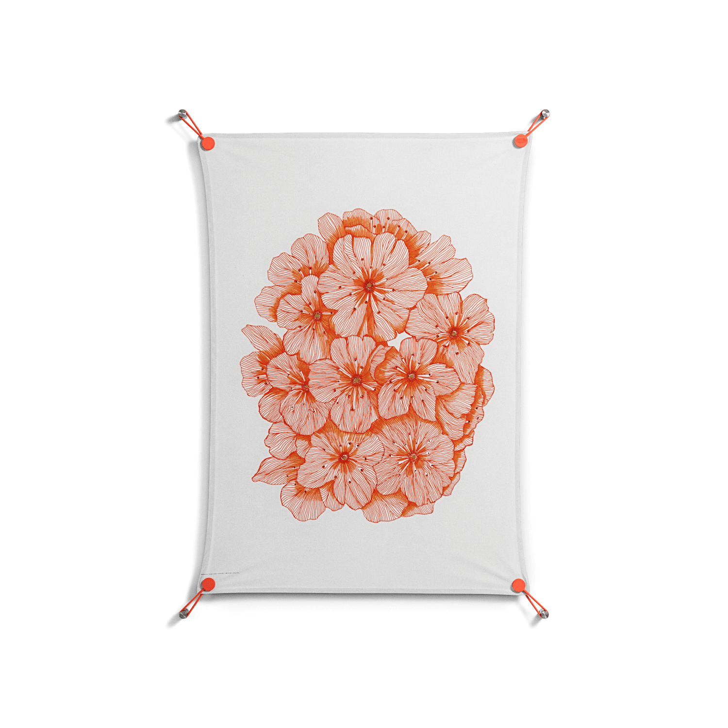 Orange Flowers 1 - Work On Wall - Katie O’Shea - Orange - 70 x 100 cm