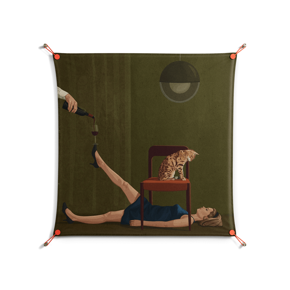 Friday Night Rituals - Work On Wall - Kristin Eriksson - Orange - 90 x 90 cm