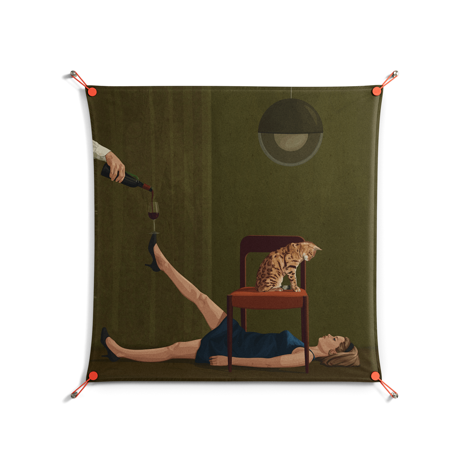Friday Night Rituals - Work On Wall - Kristin Eriksson - Orange - 90 x 90 cm