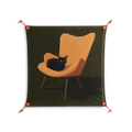 Cat in Chair A - Work On Wall - Kristin Eriksson - Orange - 70 x 70 cm