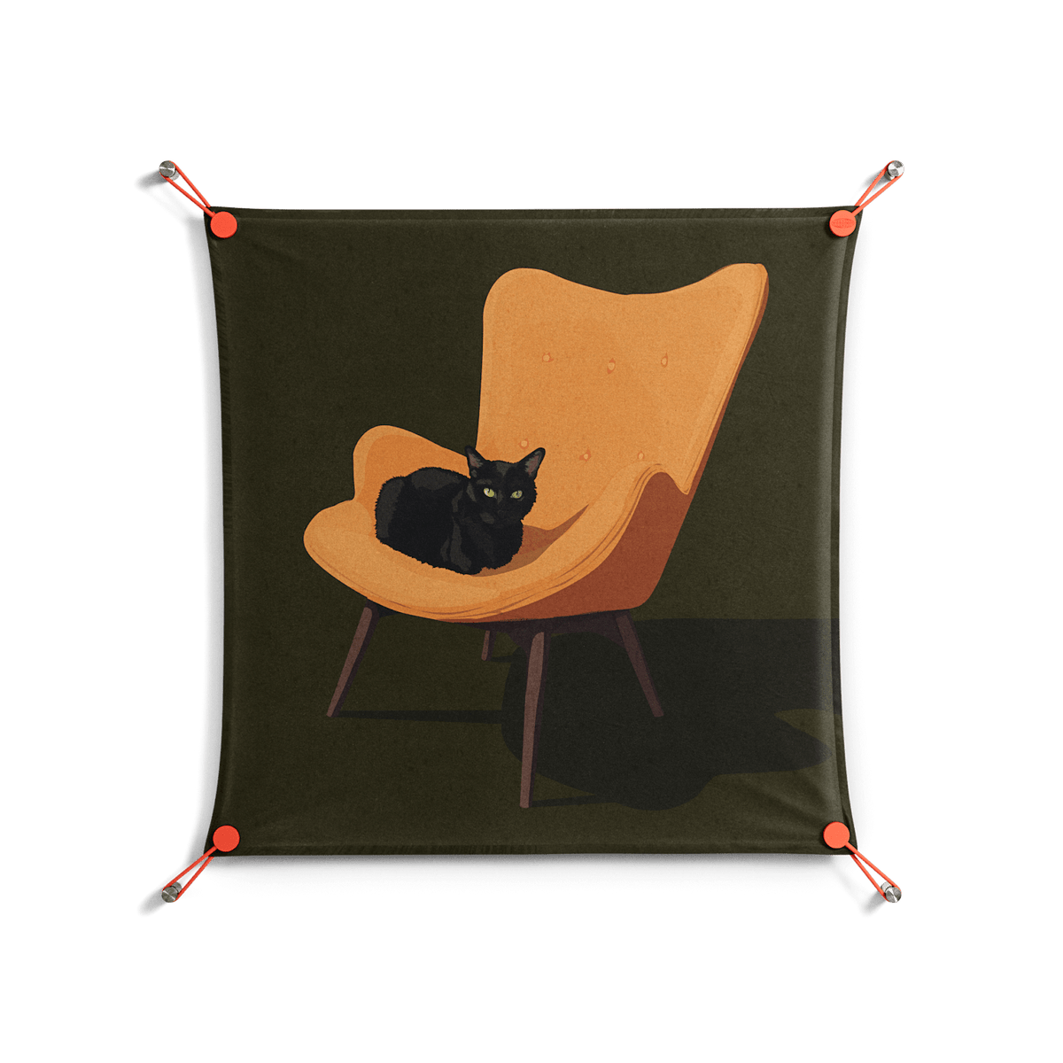 Cat in Chair A - Work On Wall - Kristin Eriksson - Orange - 70 x 70 cm