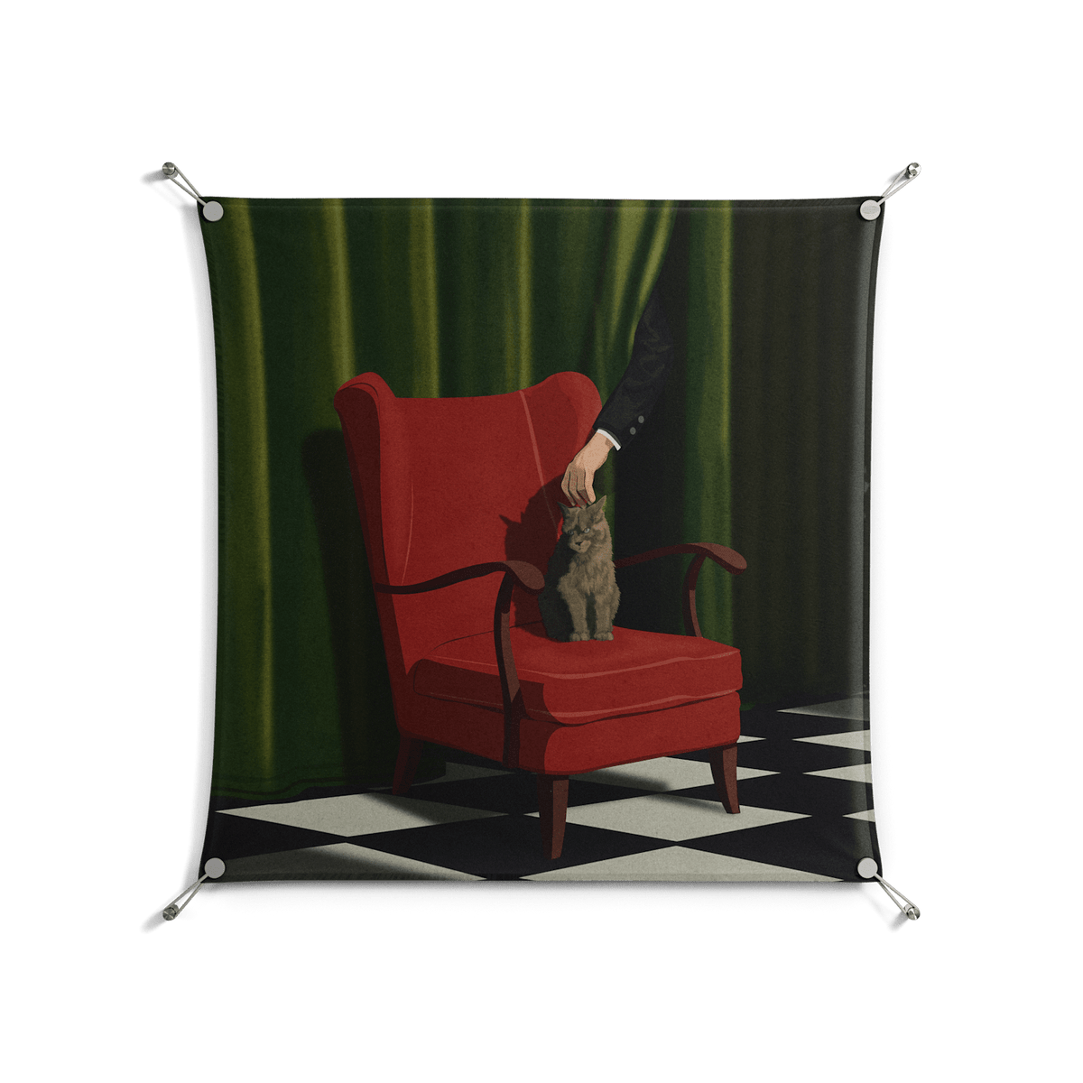 The Man Behind The Curtain - Work On Wall - Kristin Eriksson - Silver - 90 x 90 cm