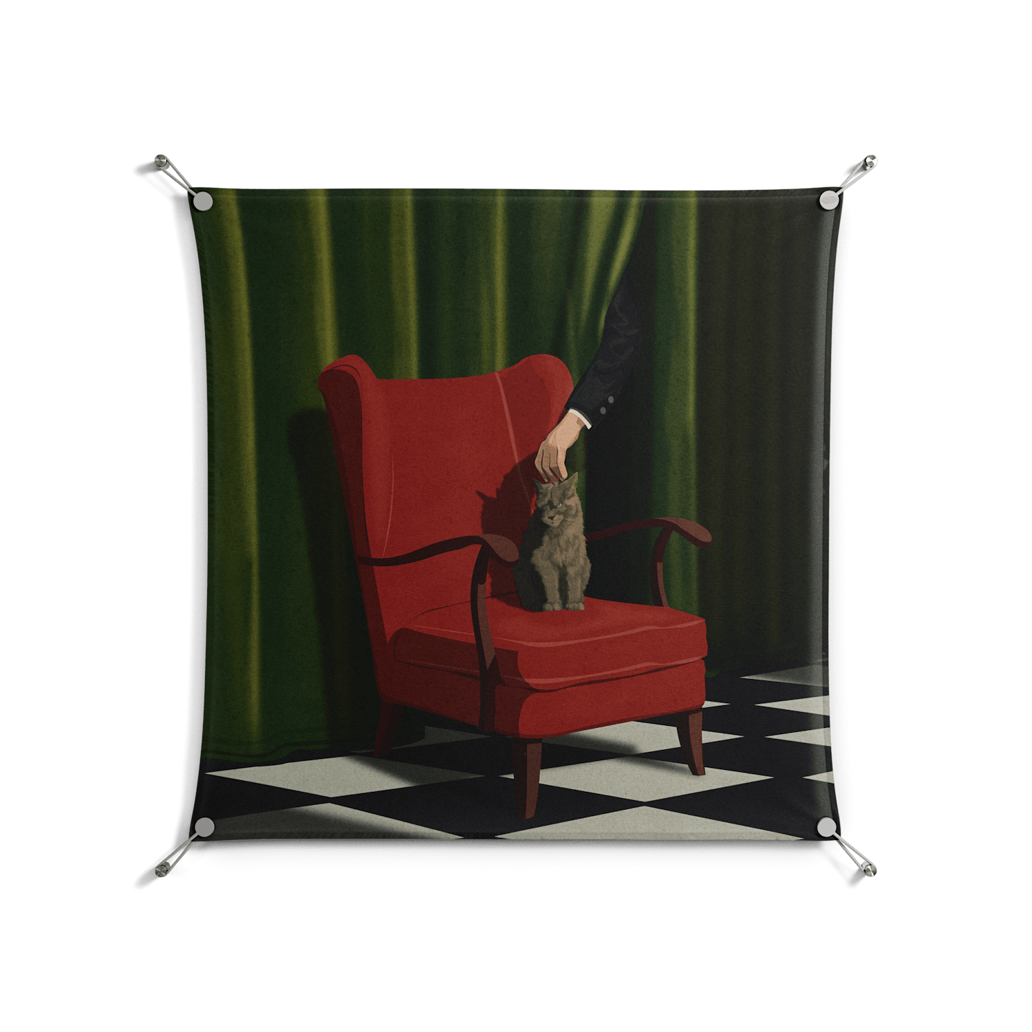 The Man Behind The Curtain - Work On Wall - Kristin Eriksson - Silver - 90 x 90 cm