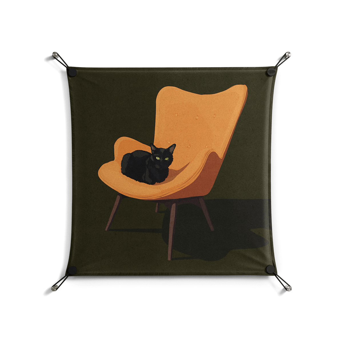 Cat in Chair A - Work On Wall - Kristin Eriksson - Black - 70 x 70 cm
