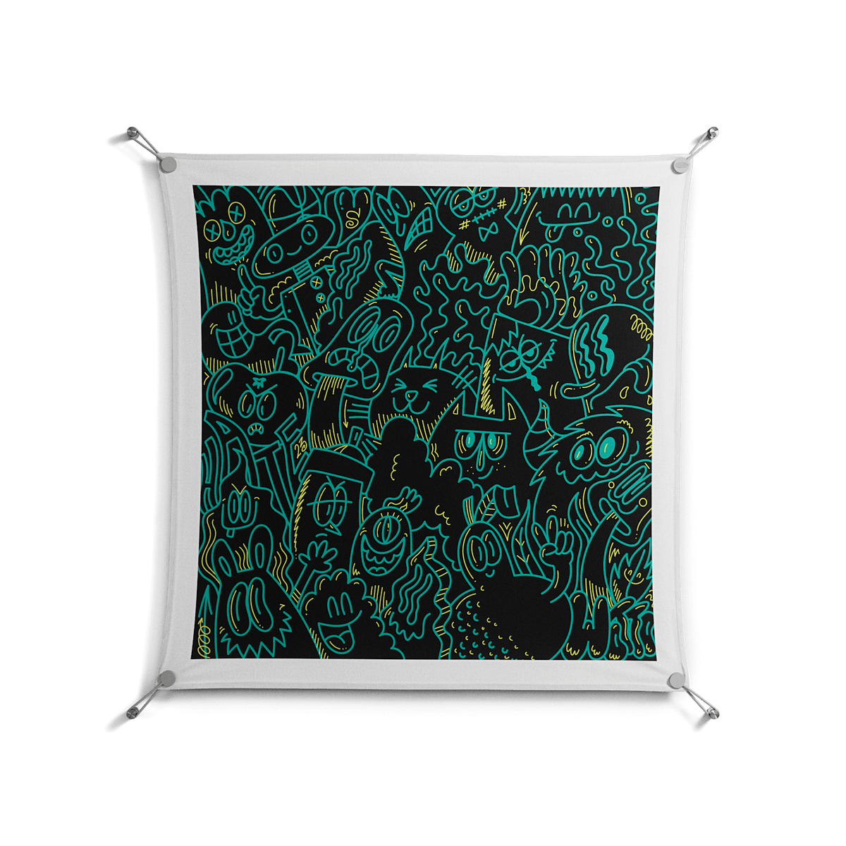 The Green Line - Work On Wall - Craig Watkins - Silver - 90 x 90 cm