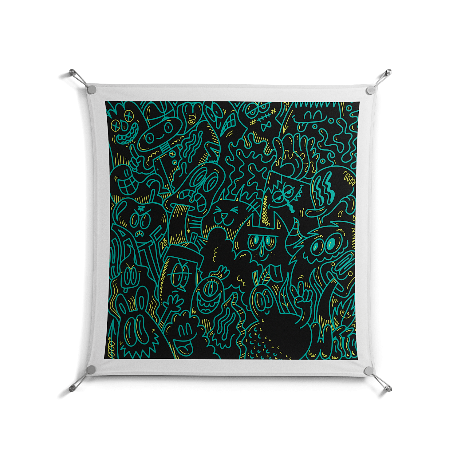 The Green Line - Work On Wall - Craig Watkins - Silver - 90 x 90 cm