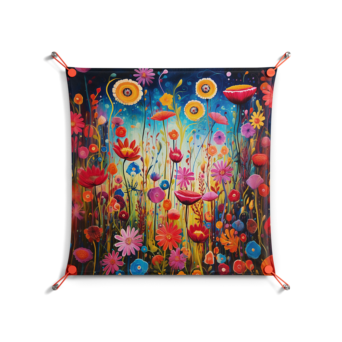 Greatful Meadow - Work On Wall - Nur Rydberg - Orange - 70 x 70 cm