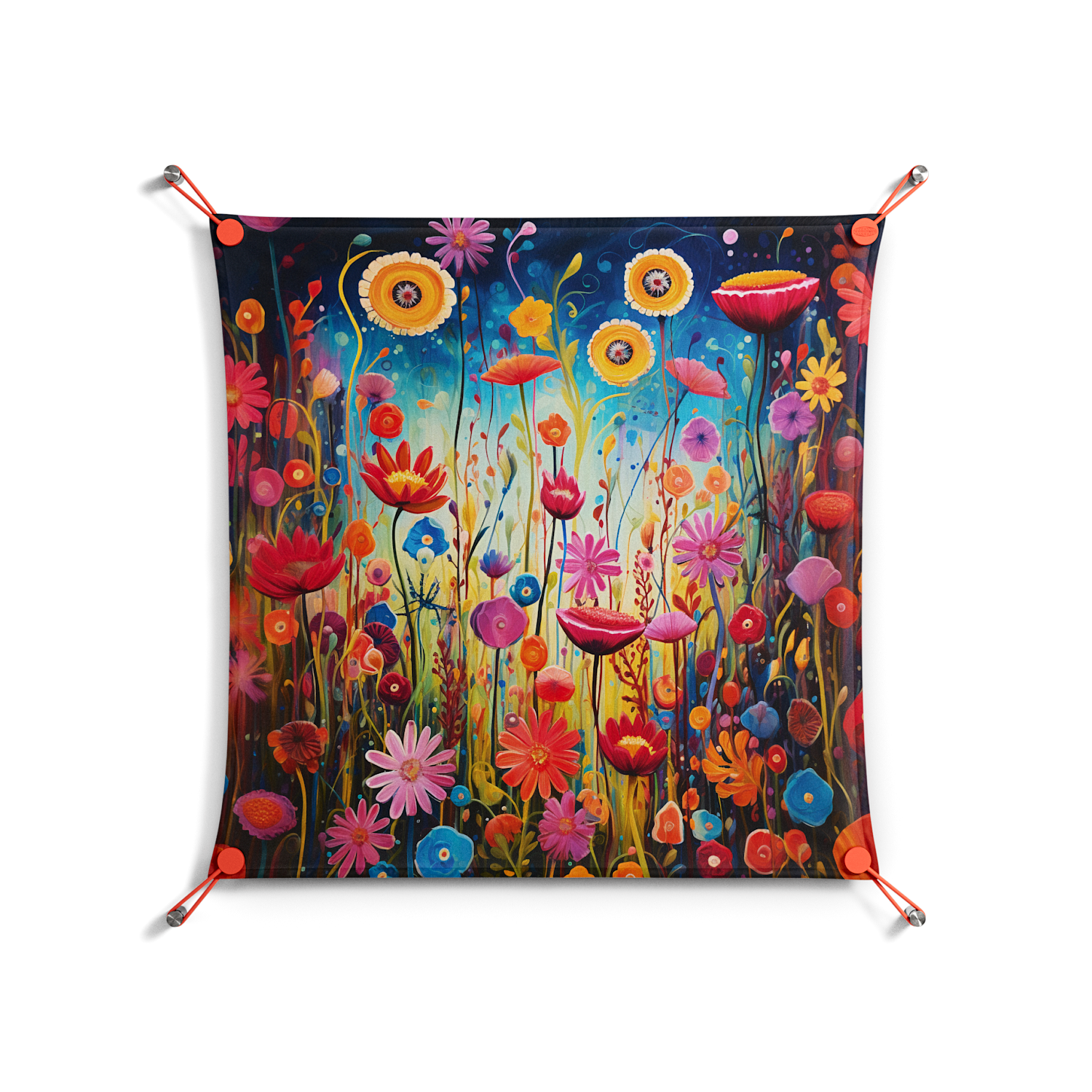 Greatful Meadow - Work On Wall - Nur Rydberg - Orange - 70 x 70 cm