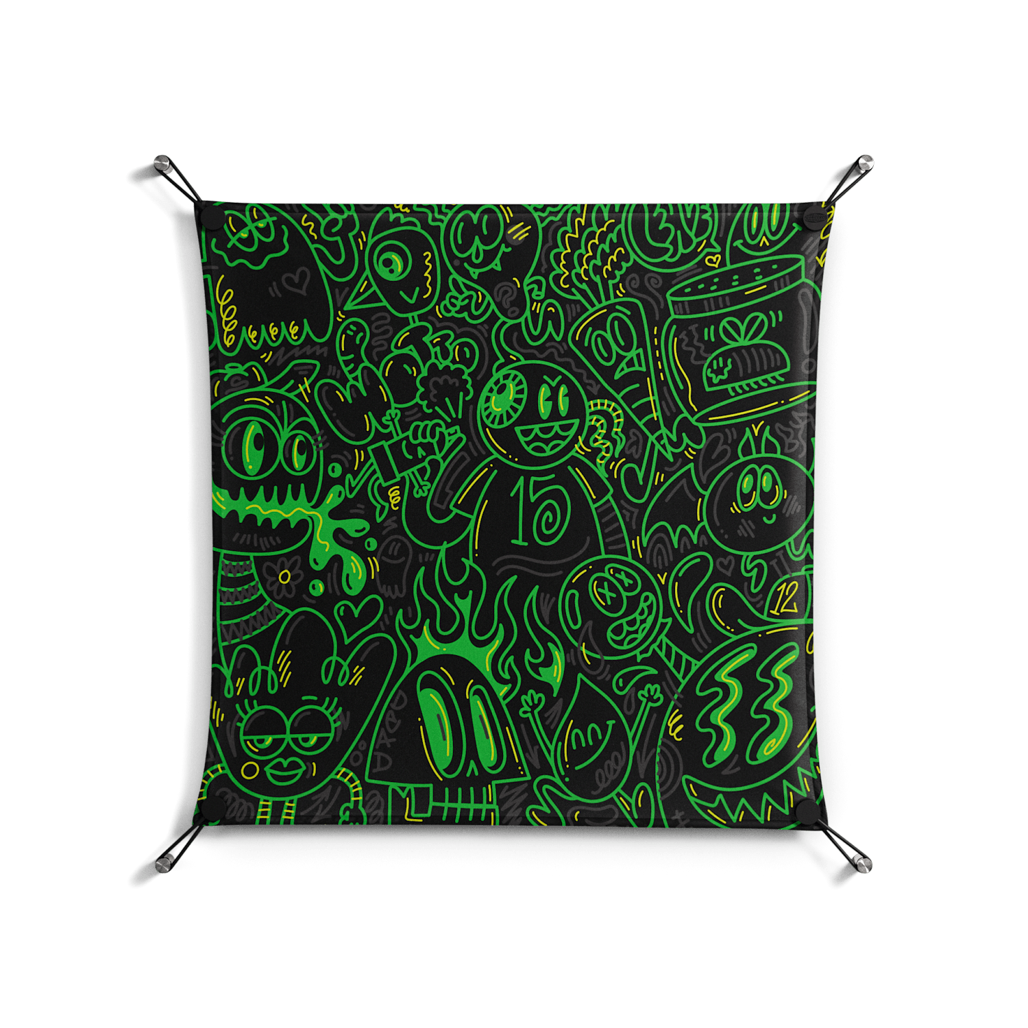 Wottosque Green - Work On Wall - Craig Watkins - Black - 70 x 70 cm