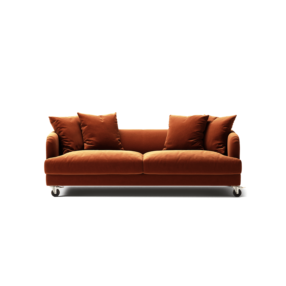Harvey - 3 Seat - Soft Matte Velvet Rust Orange