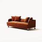 Harvey - 3 Seat - Soft Matte Velvet Rust Orange