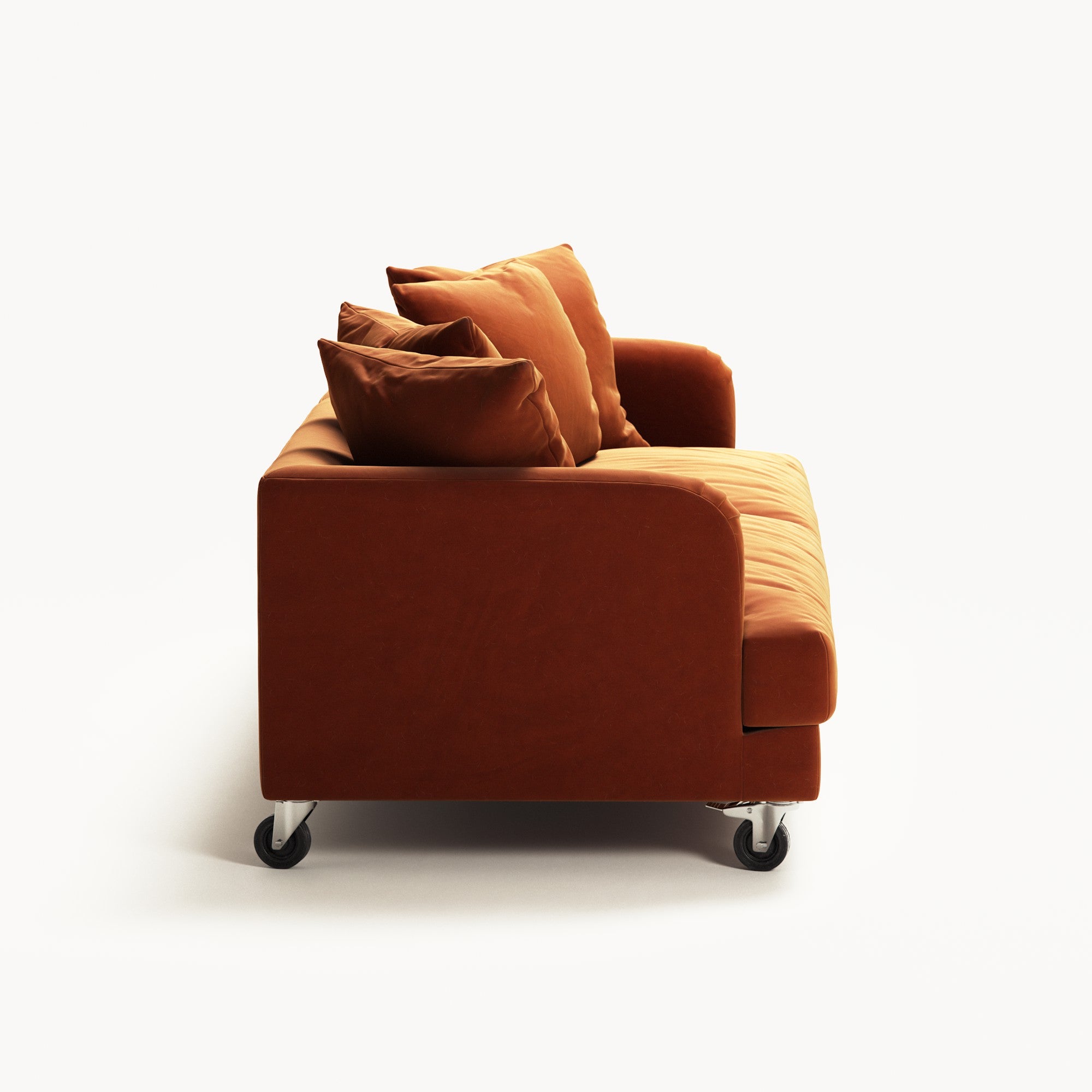 Harvey - 3 Seat - Soft Matte Velvet Rust Orange