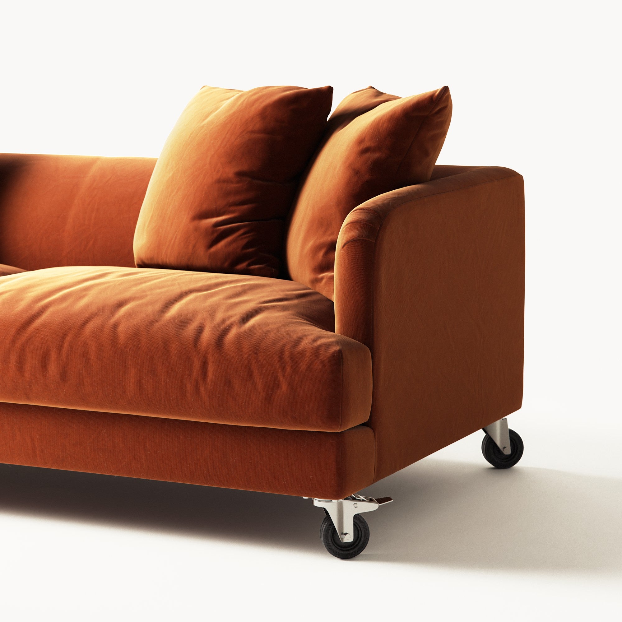 Harvey - 3 Seat - Soft Matte Velvet Rust Orange
