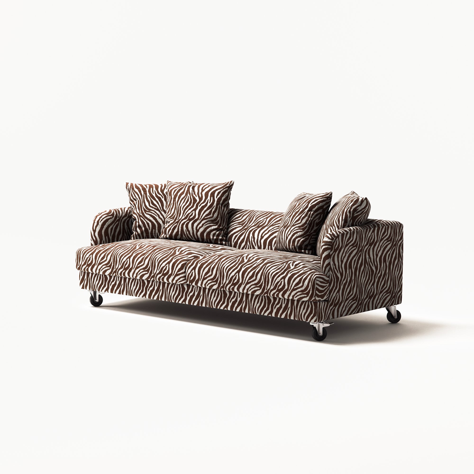 Harvey - 3 Seat - Chenille Jacquard Zebra Brown White