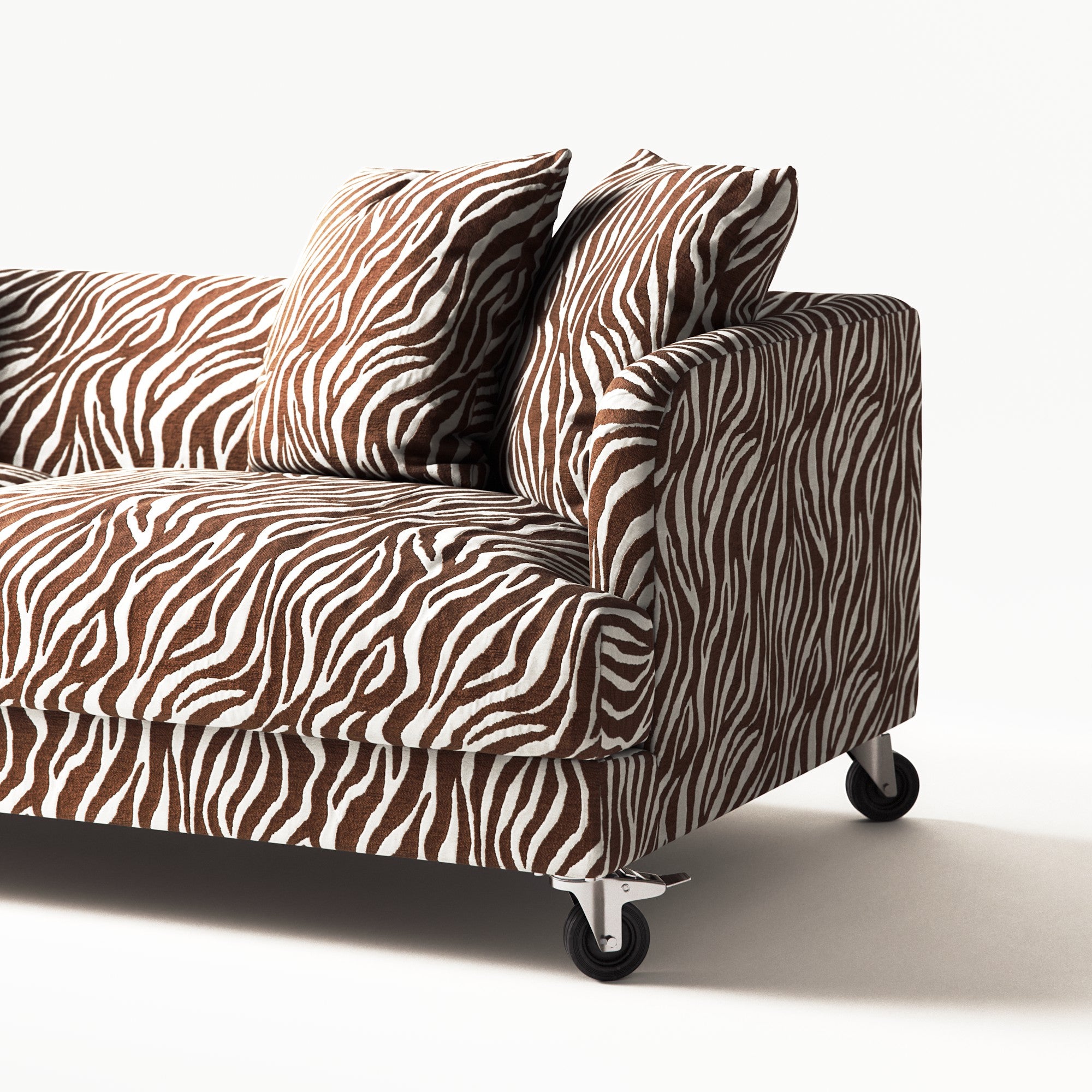 Harvey - 3 Seat - Chenille Jacquard Zebra Brown White