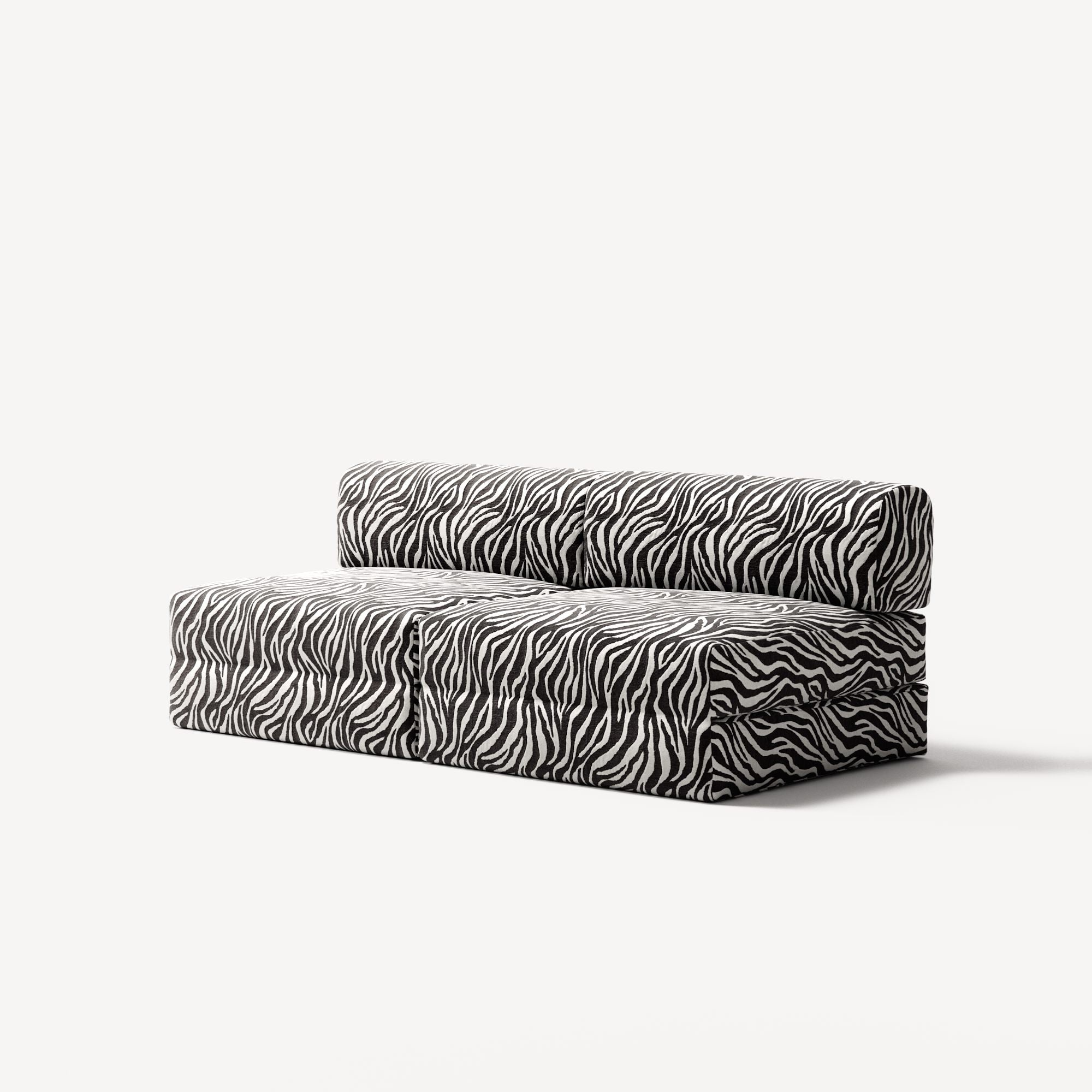 LUNA - 2 Seater Lounge - Chenille Jacquard Zebra Black White