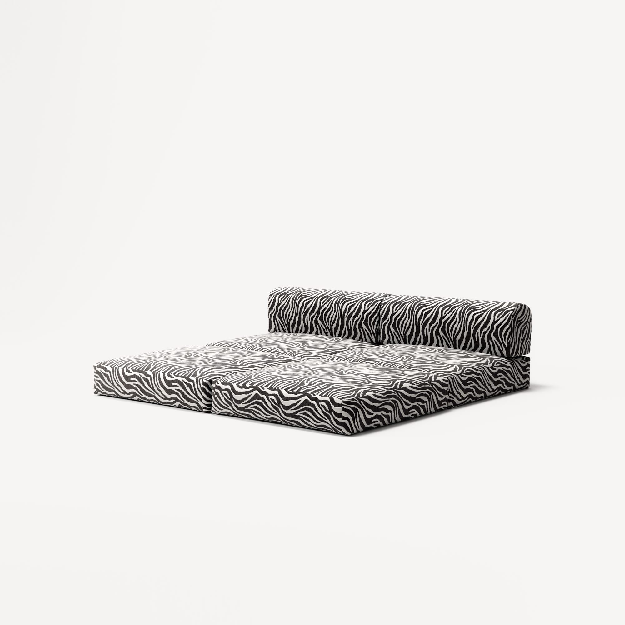 LUNA - 2 Seater Lounge - Chenille Jacquard Zebra Black White