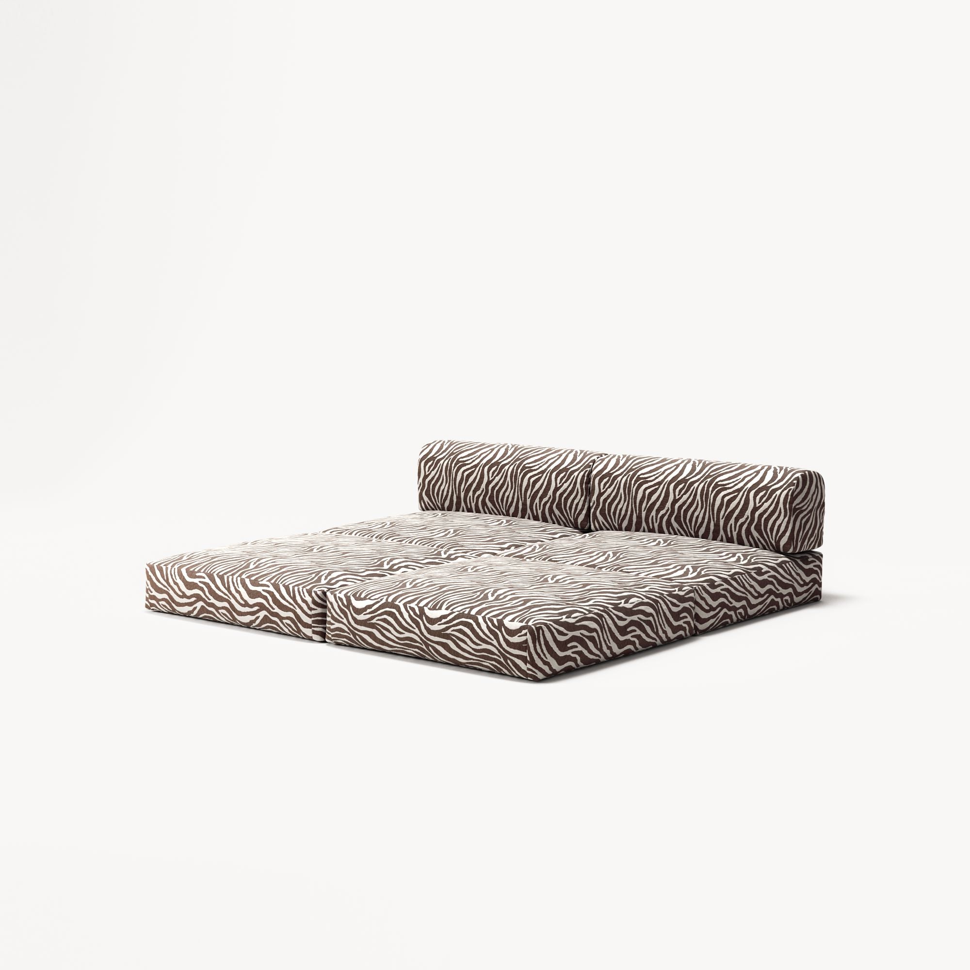 LUNA - 2 Seater Lounge - Chenille Jacquard Zebra Brown White