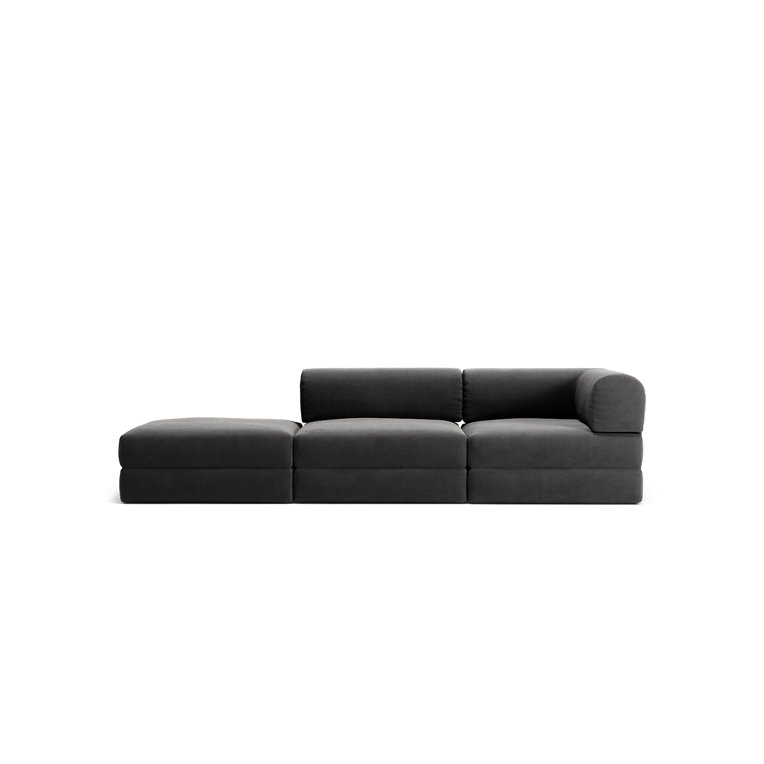 LUNA - 2 Seat with open end - Left - Corduroy Charcoal
