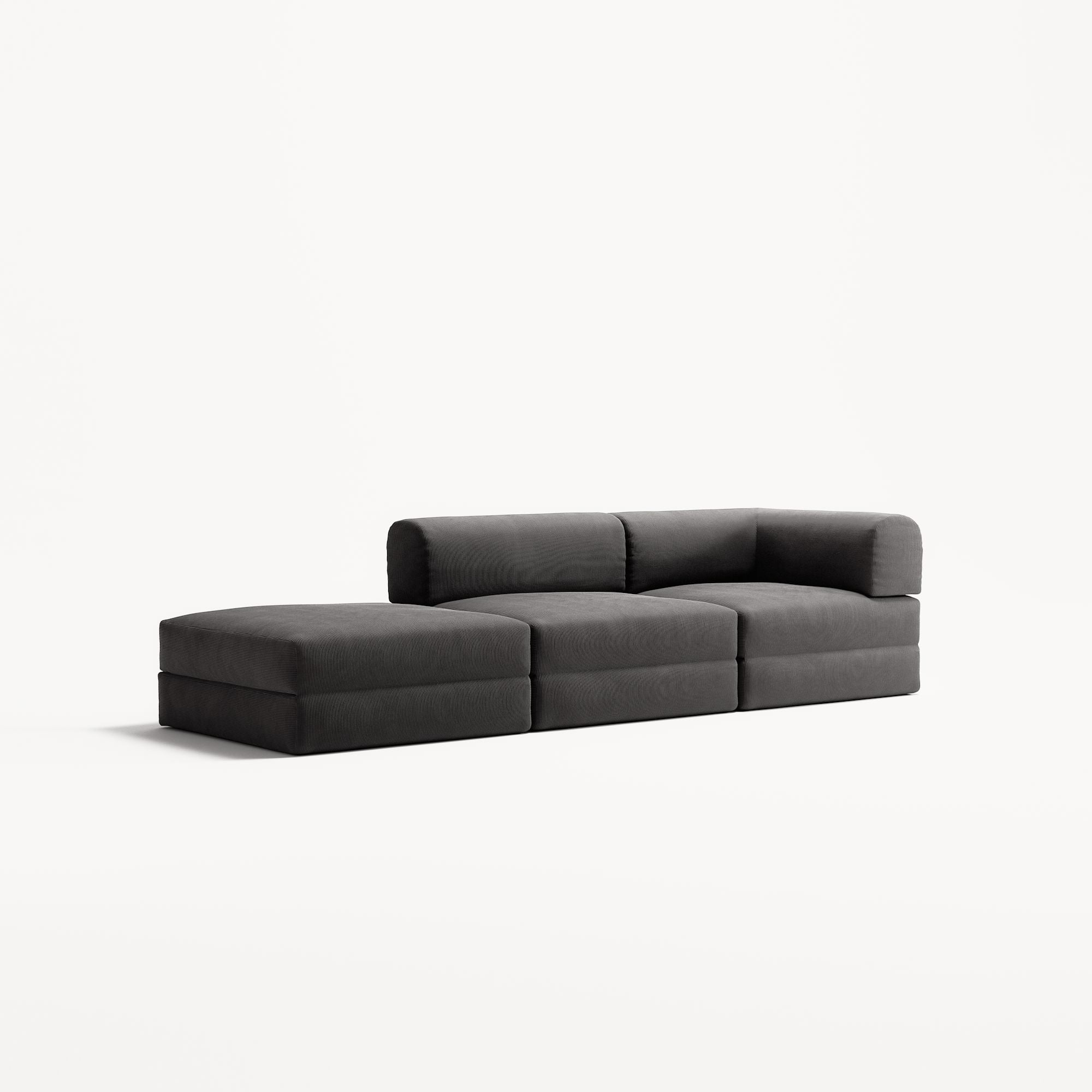 LUNA - 2 Seat with open end - Left - Corduroy Charcoal