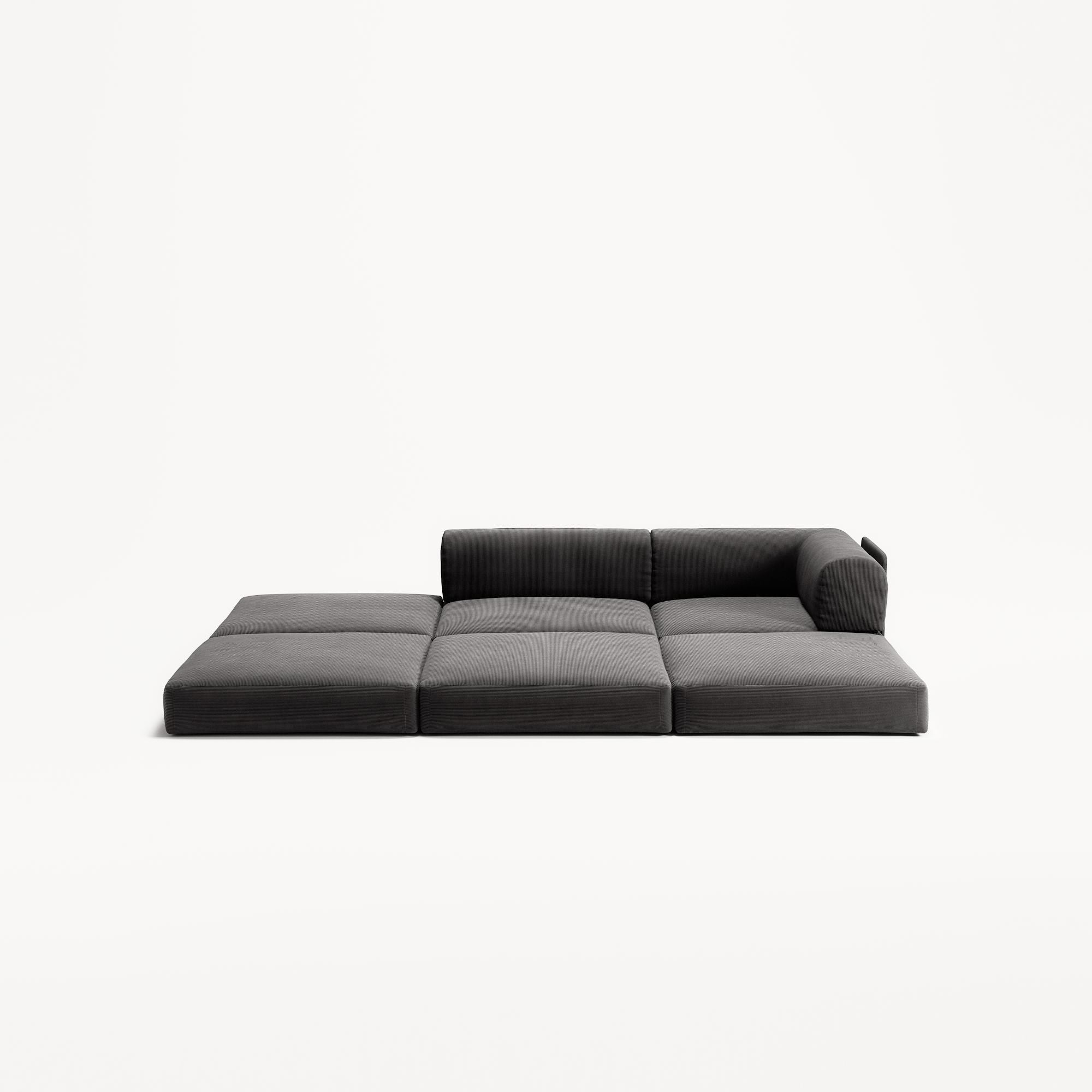 LUNA - 2 Seat with open end - Left - Corduroy Charcoal