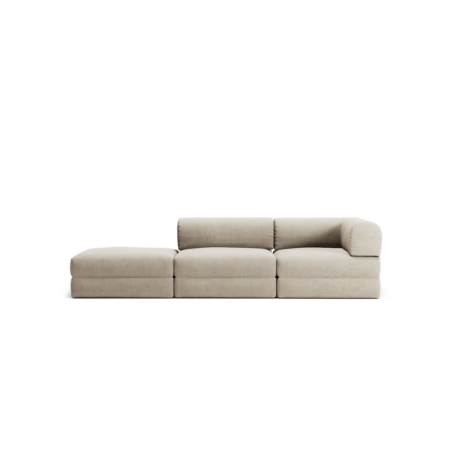 LUNA - 2 Seat with open end - Left - Corduroy Off-White