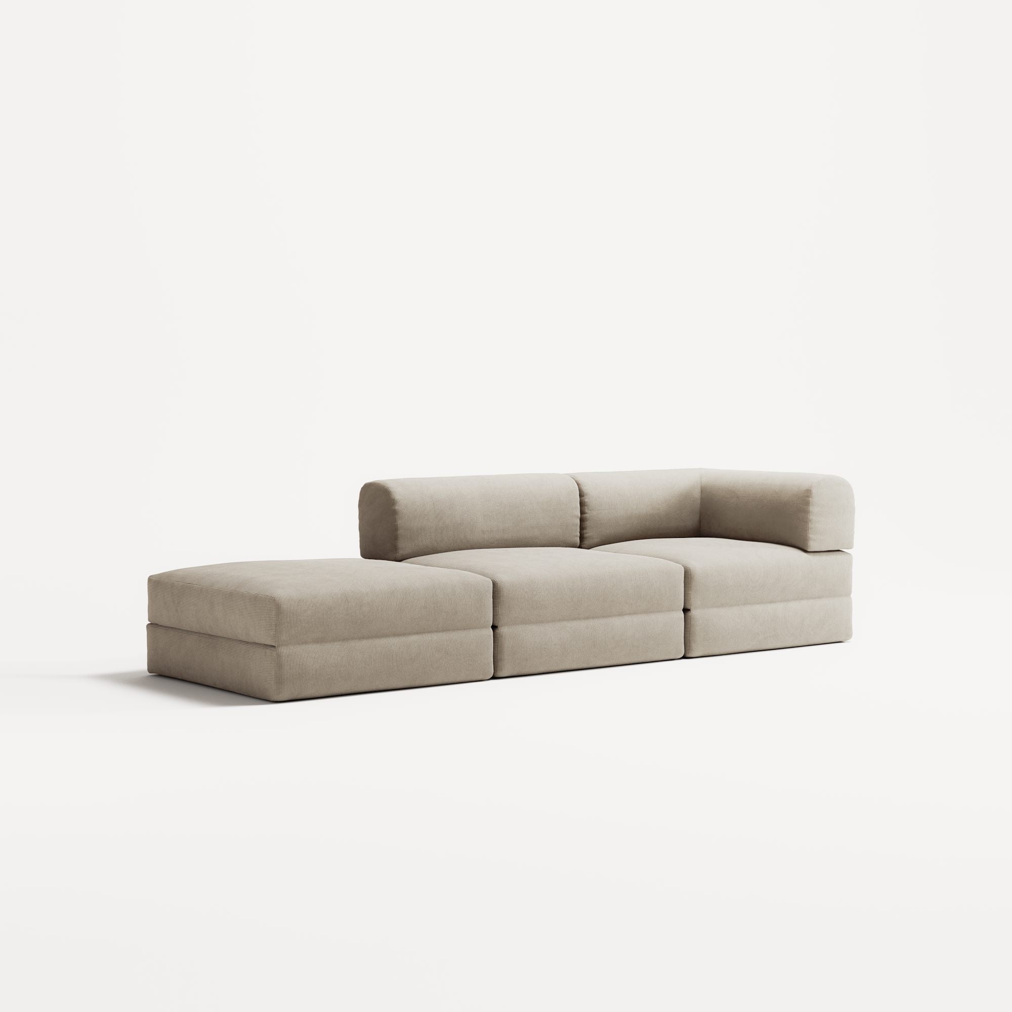 LUNA - 2 Seat with open end - Left - Corduroy Off-White