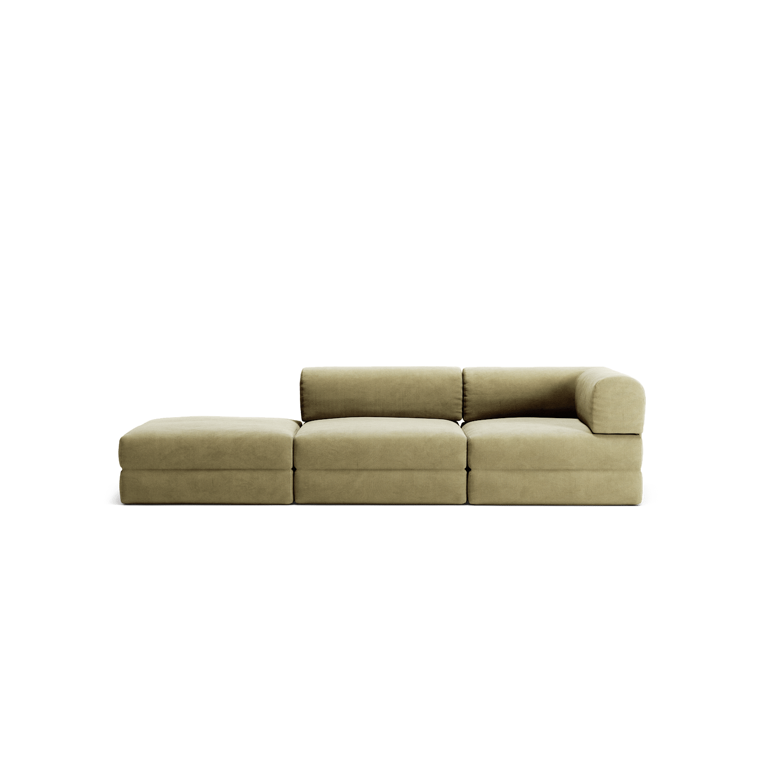LUNA - 2 Seat with open end - Left - Corduroy Lime