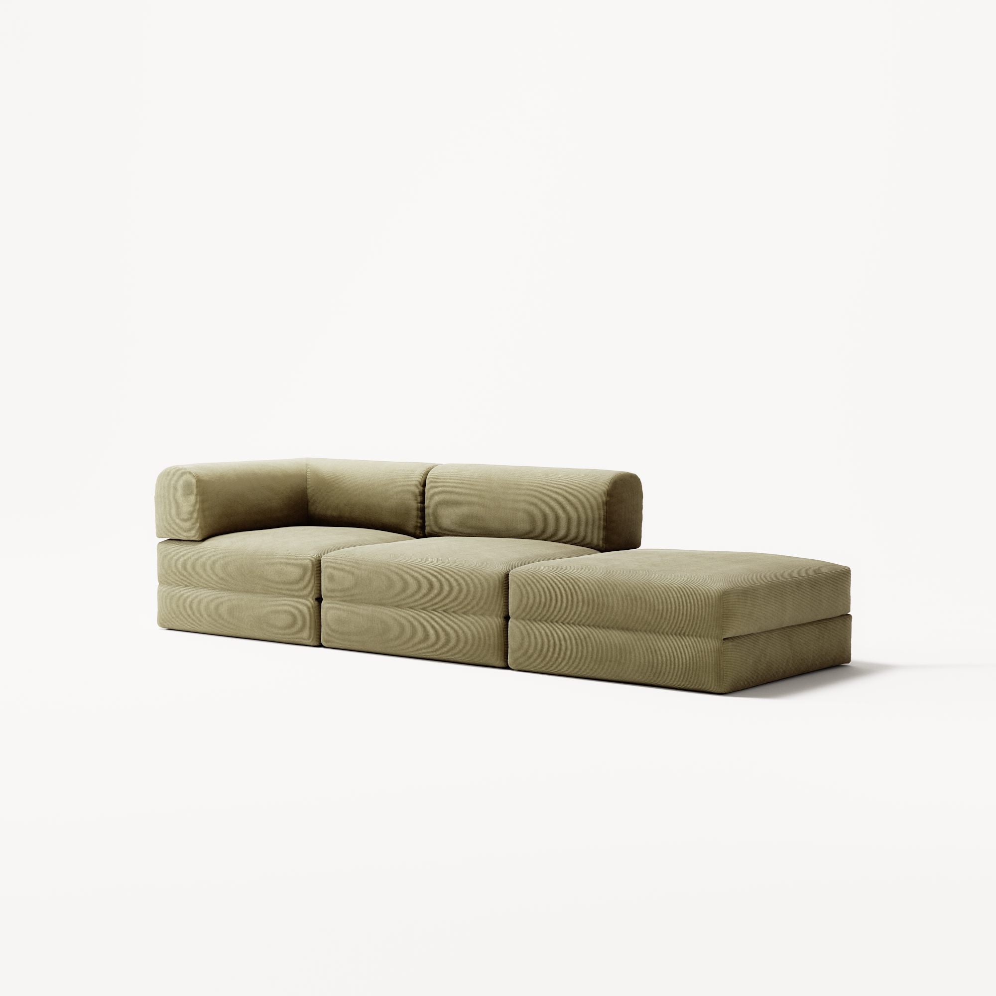 LUNA - 2 Seat with open end - Right - Corduroy Lime