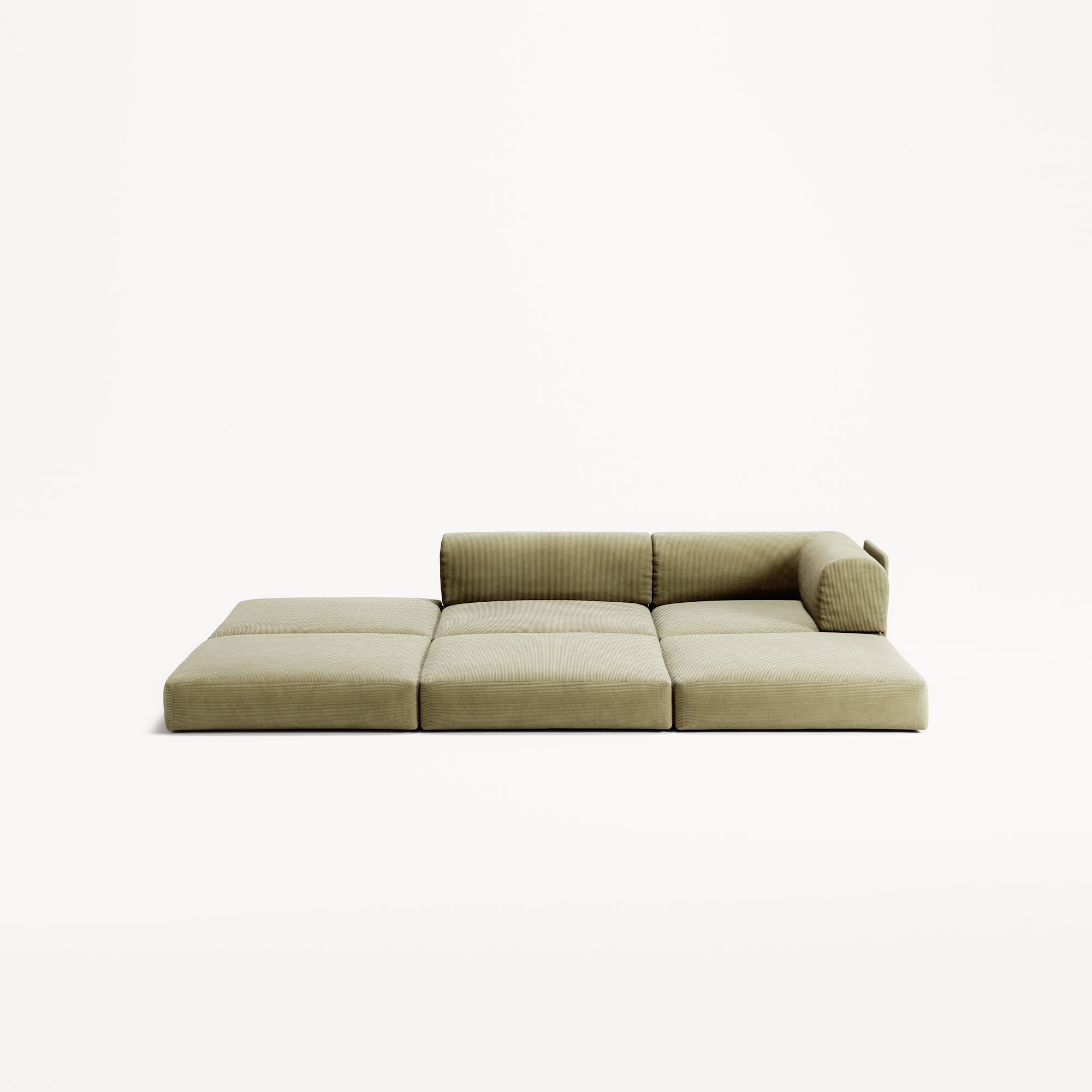 LUNA - 2 Seat with open end - Left - Corduroy Lime