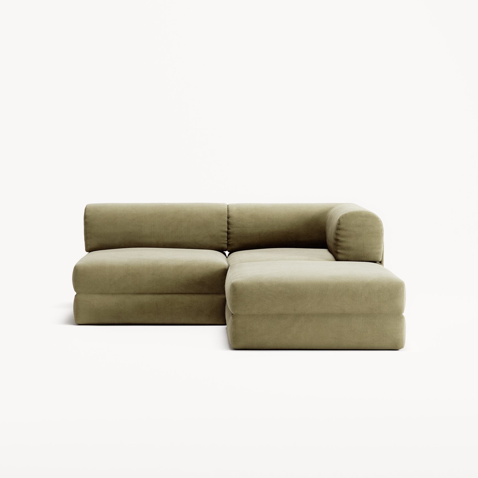 LUNA - 2 Seat with open end - Left - Corduroy Lime