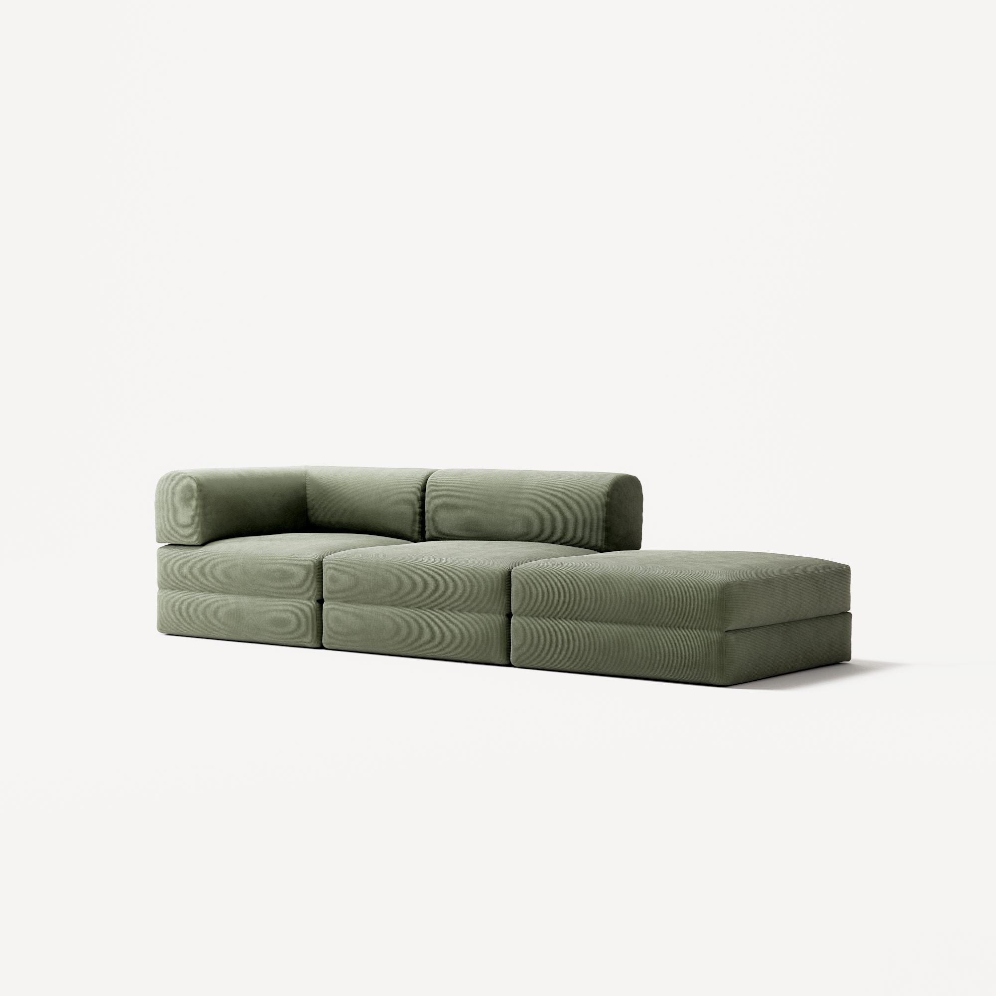 LUNA - 2 Seat with open end - Right - Corduroy Moss Green