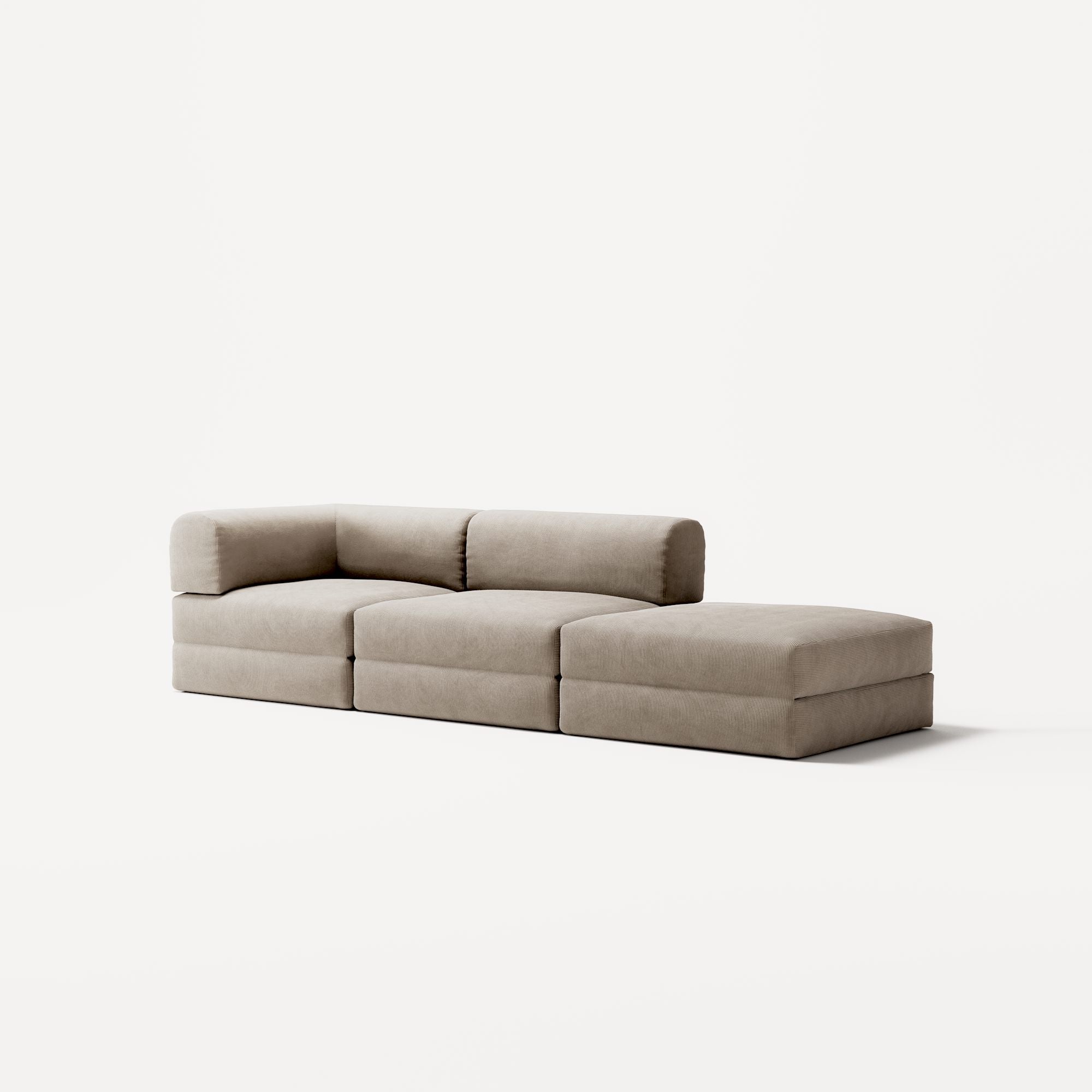 LUNA - 2 Seat with open end - Right - Corduroy Pale Beige