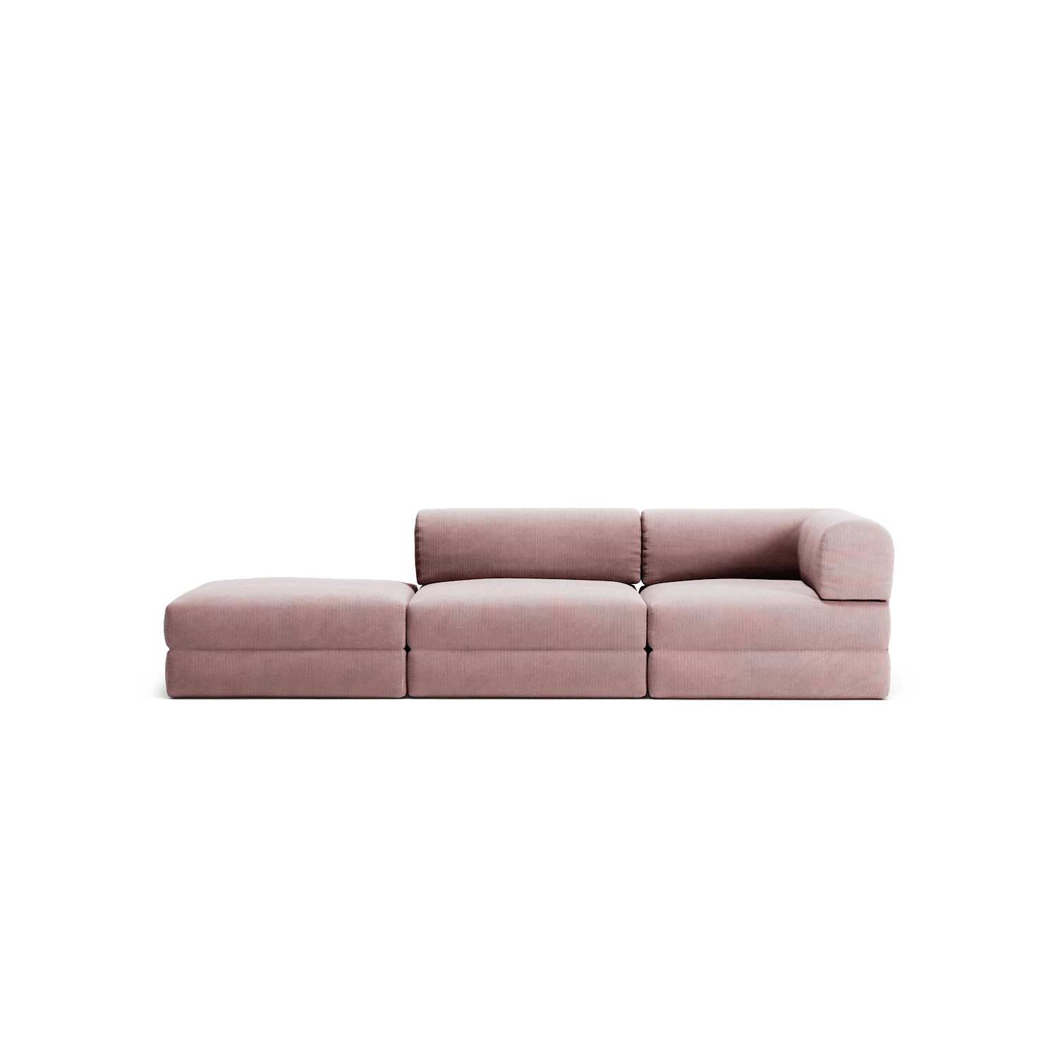 LUNA - 2 Seat with open end - Left - Corduroy Soft Pink
