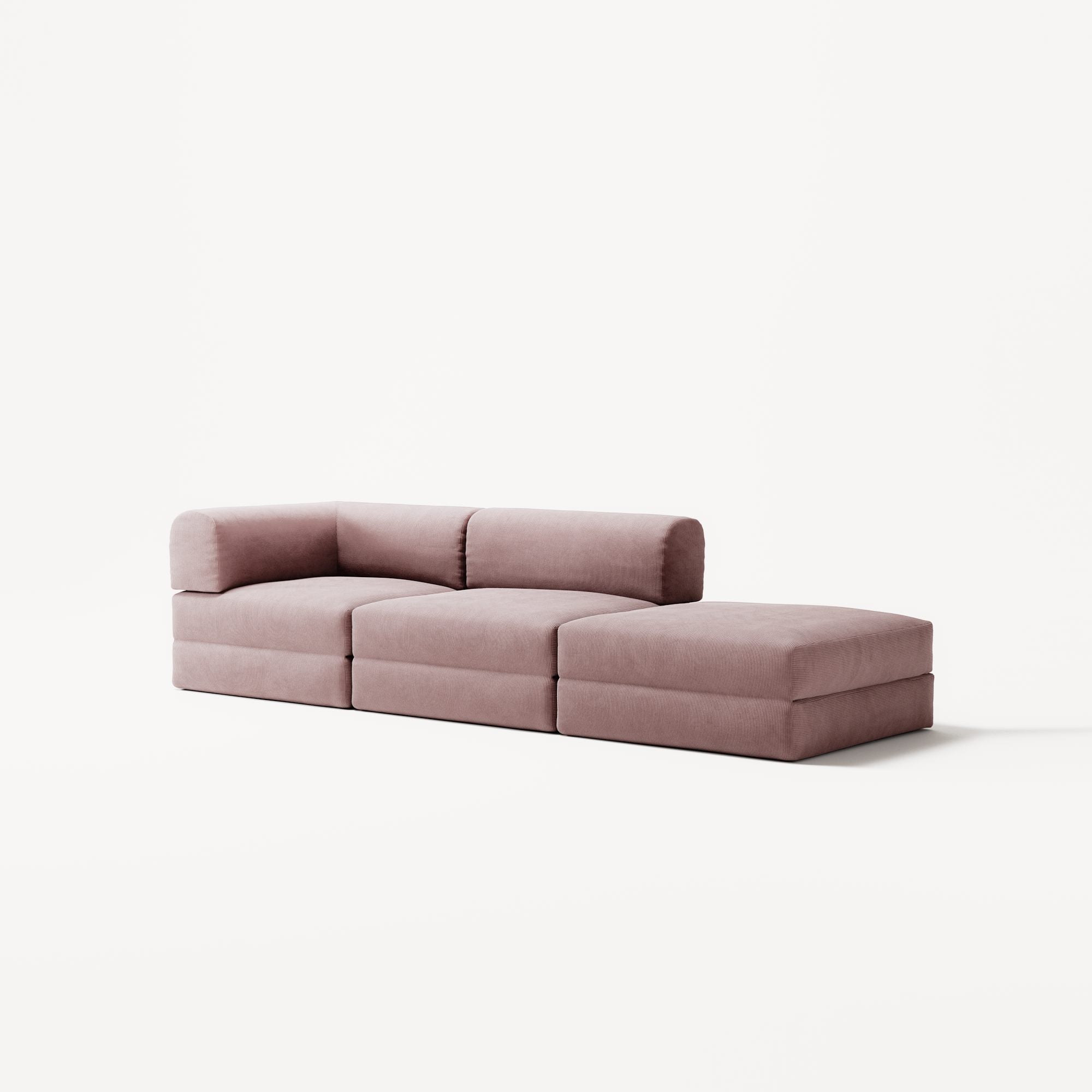 LUNA - 2 Seat with open end - Right - Corduroy Soft Pink