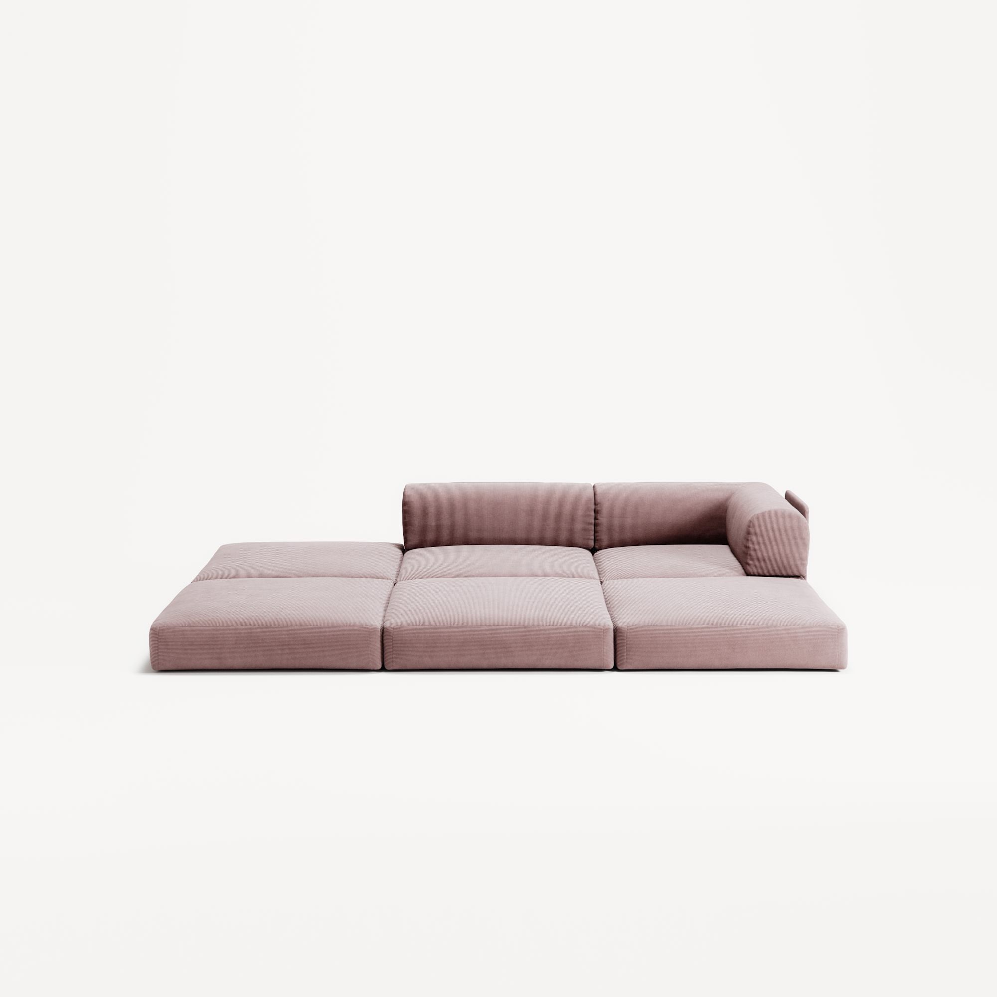 LUNA - 2 Seat with open end - Left - Corduroy Soft Pink