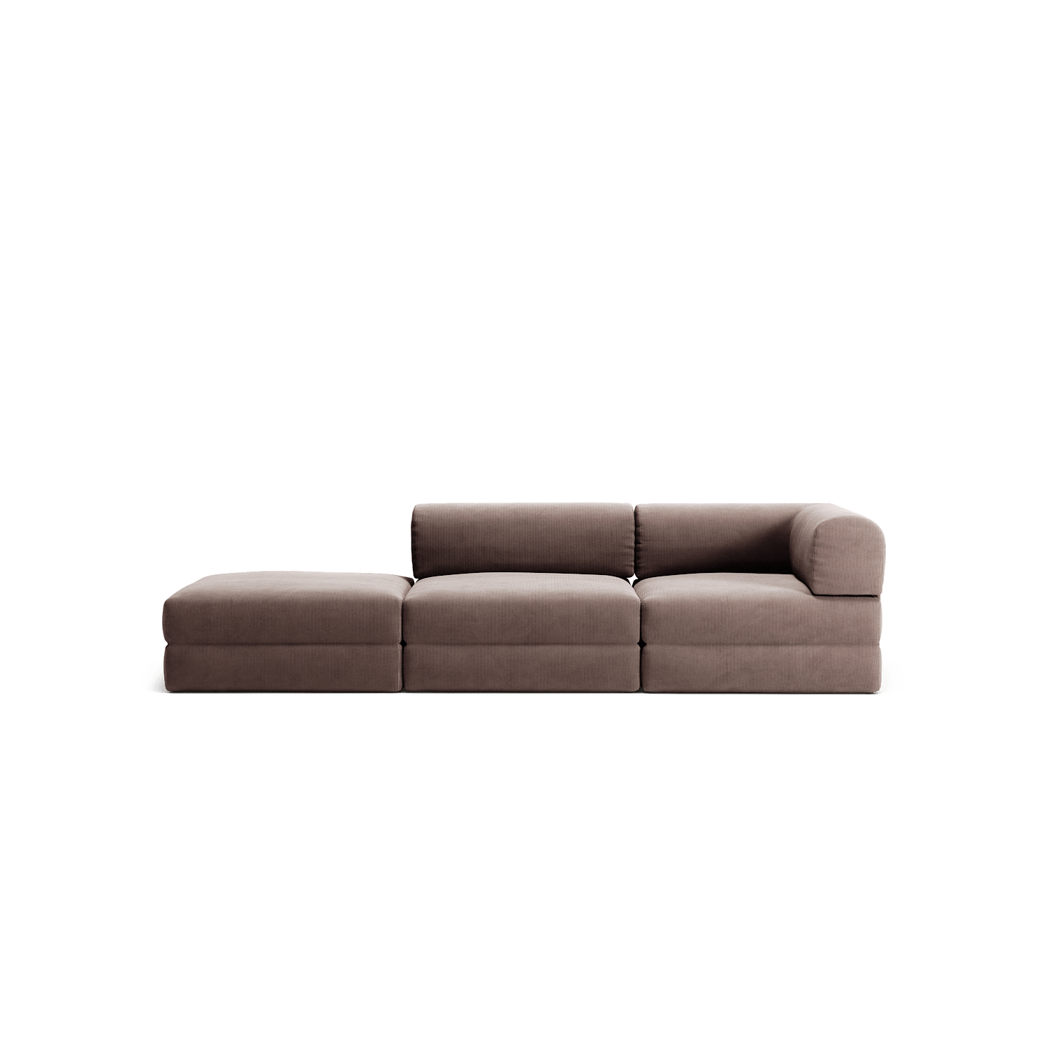 LUNA - 2 Seat with open end - Left - Corduroy Warm Brown