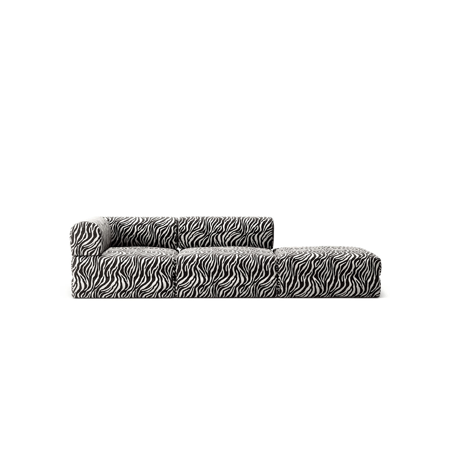 LUNA - 2 Seat with open end - Right - Chenille Jacquard Zebra Black White